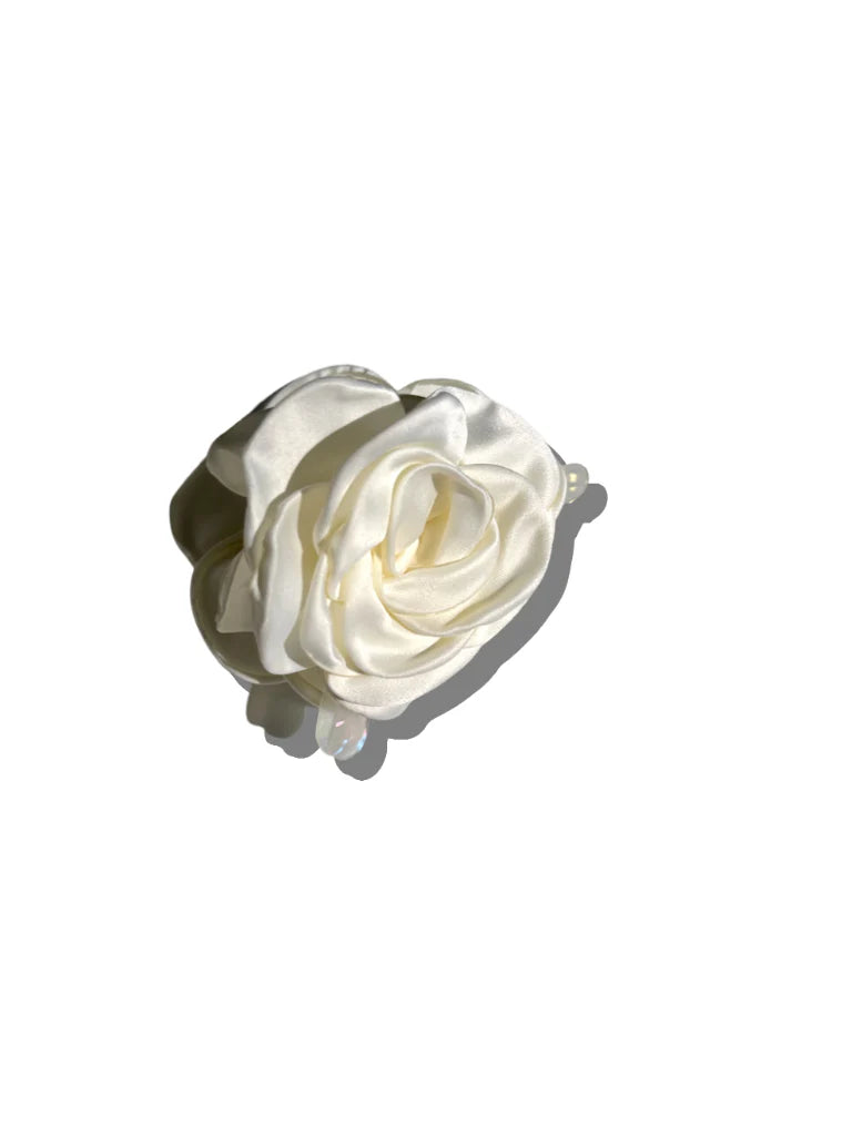 Big Satin Rose Hair Claw Clip