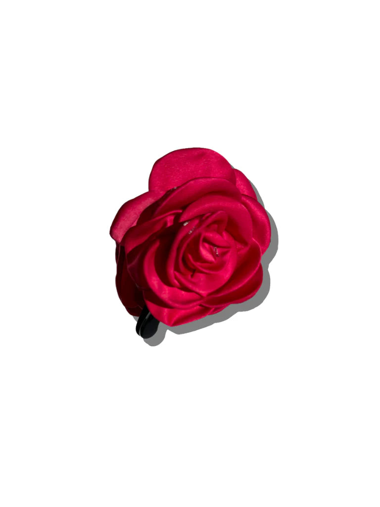 Big Satin Rose Hair Claw Clip