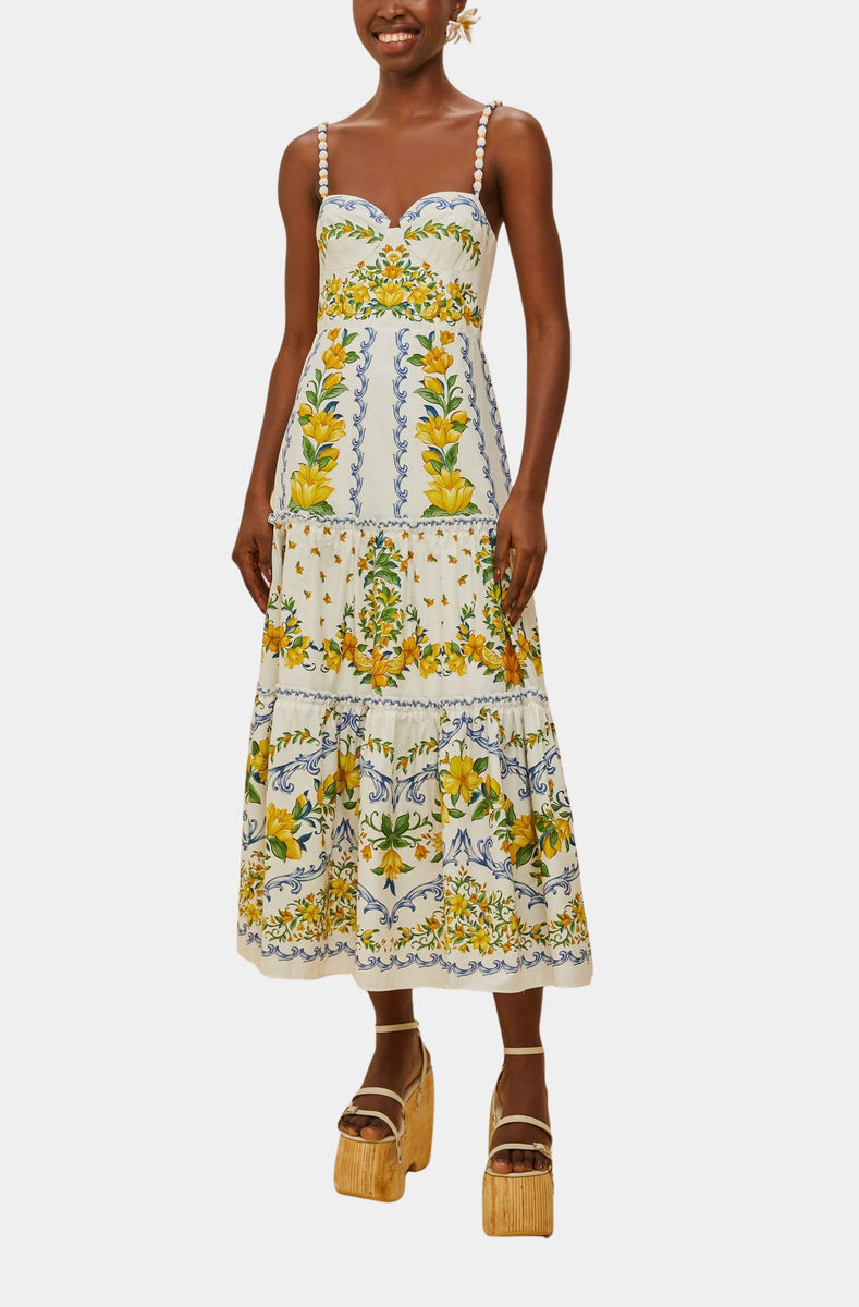 Sicily Off-White Midi Dress