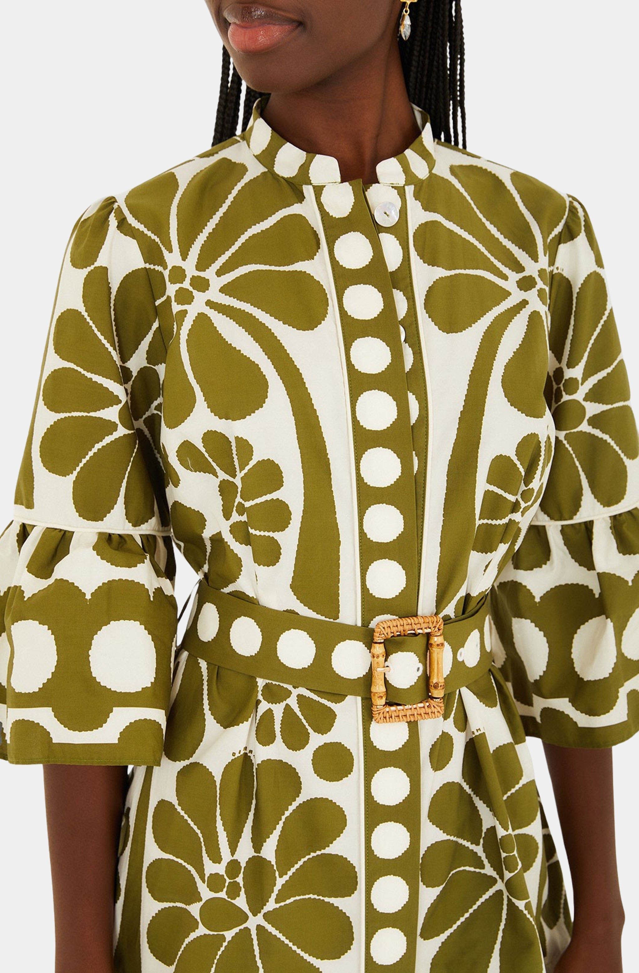palermo mini dress FARMRIO Palermo mini dress with green print