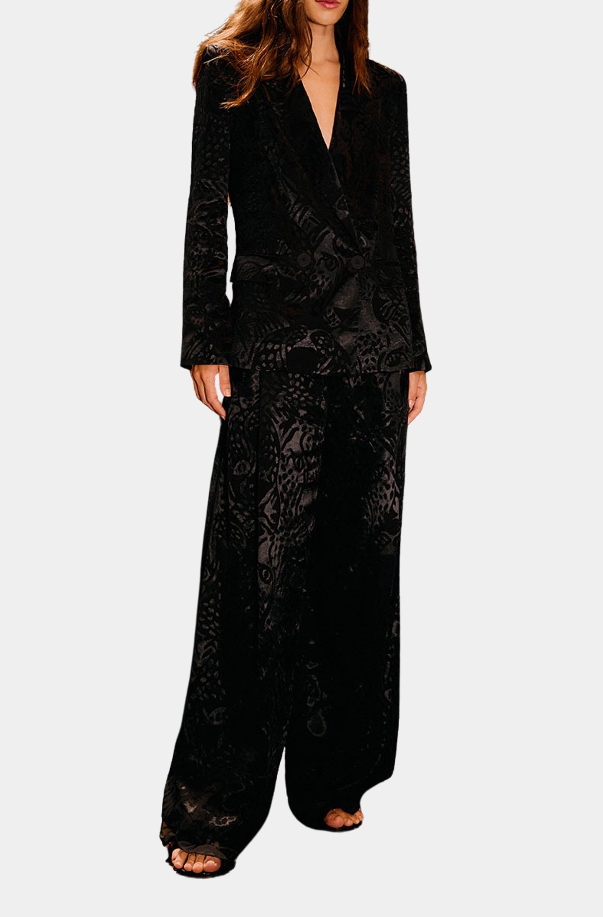 Leopard Jacquard Black Pants