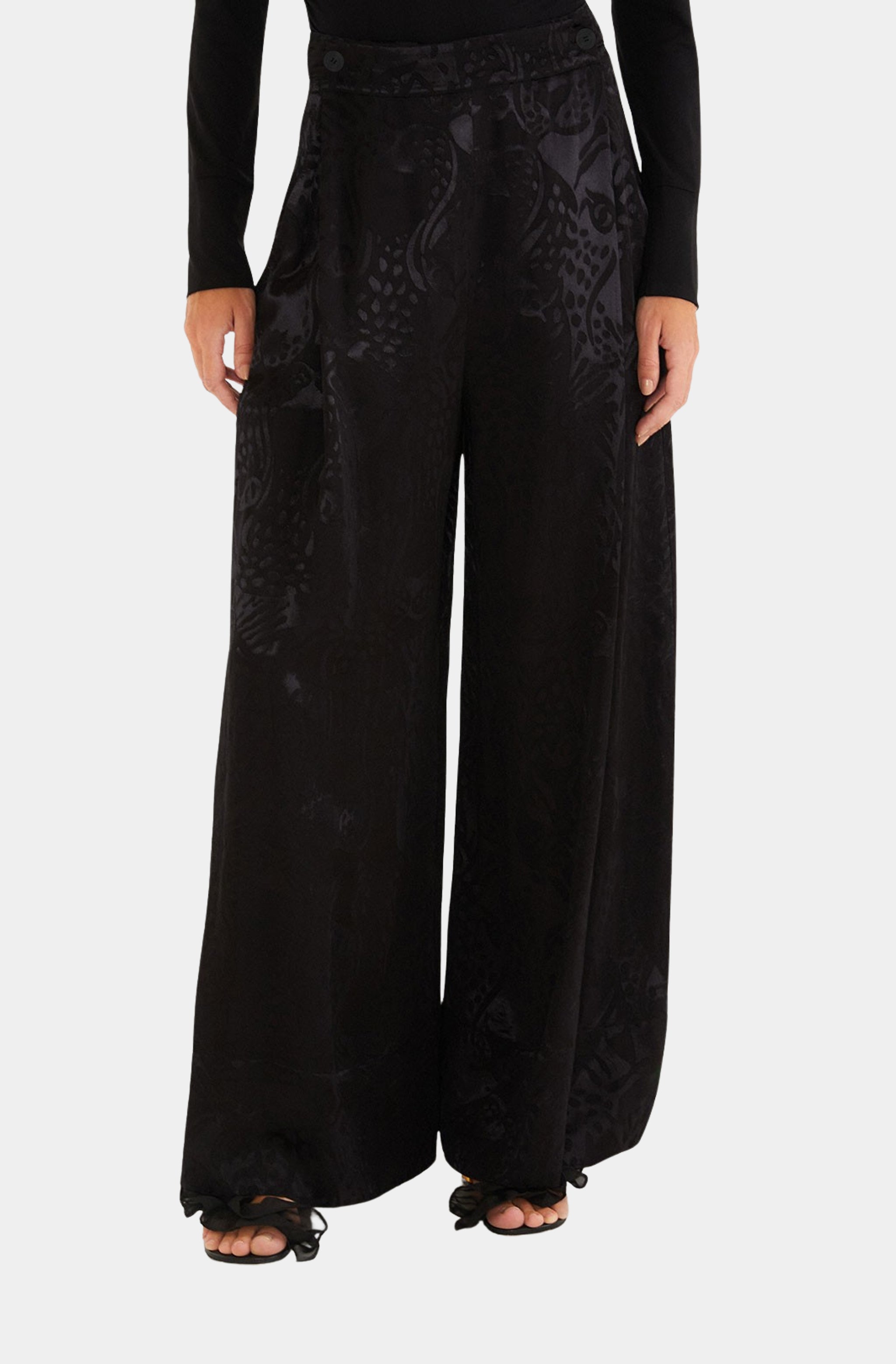 Leopard Jacquard Black Pants