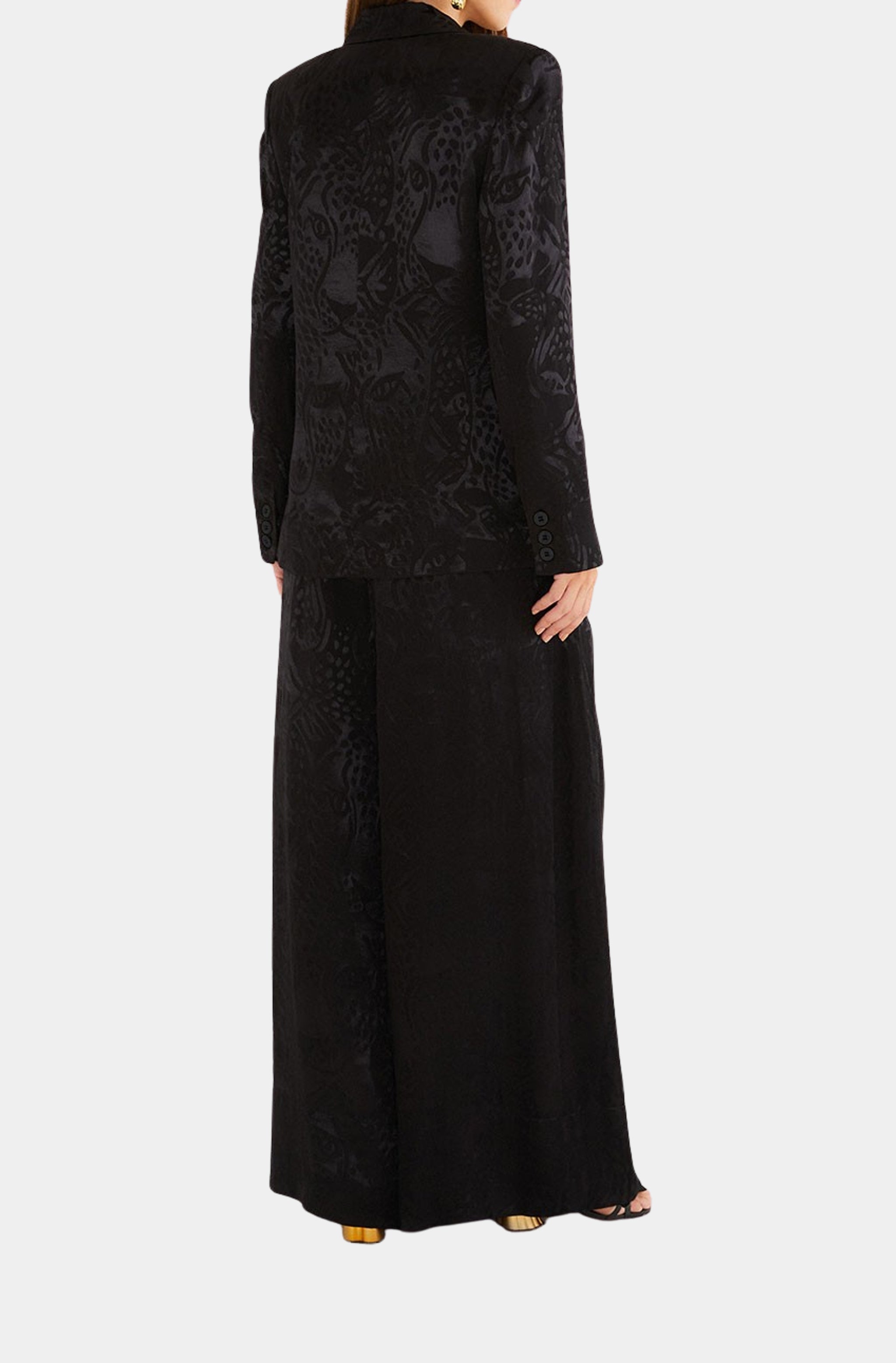 Leopard Jacquard Black Pants