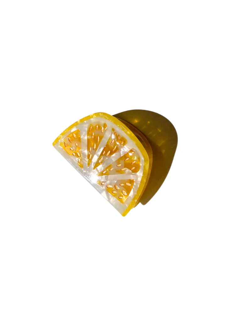 Hand-Painted Lemon Fruit Slice Claw Hair Clip