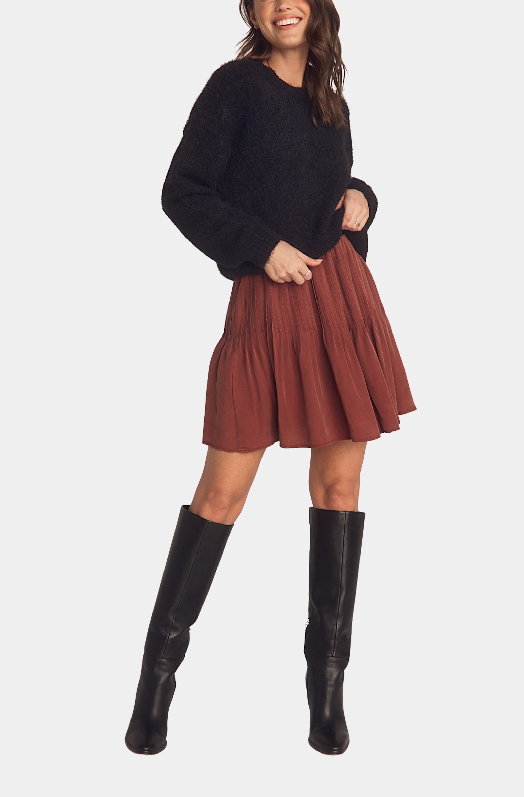 Pintuck Mini Skirt