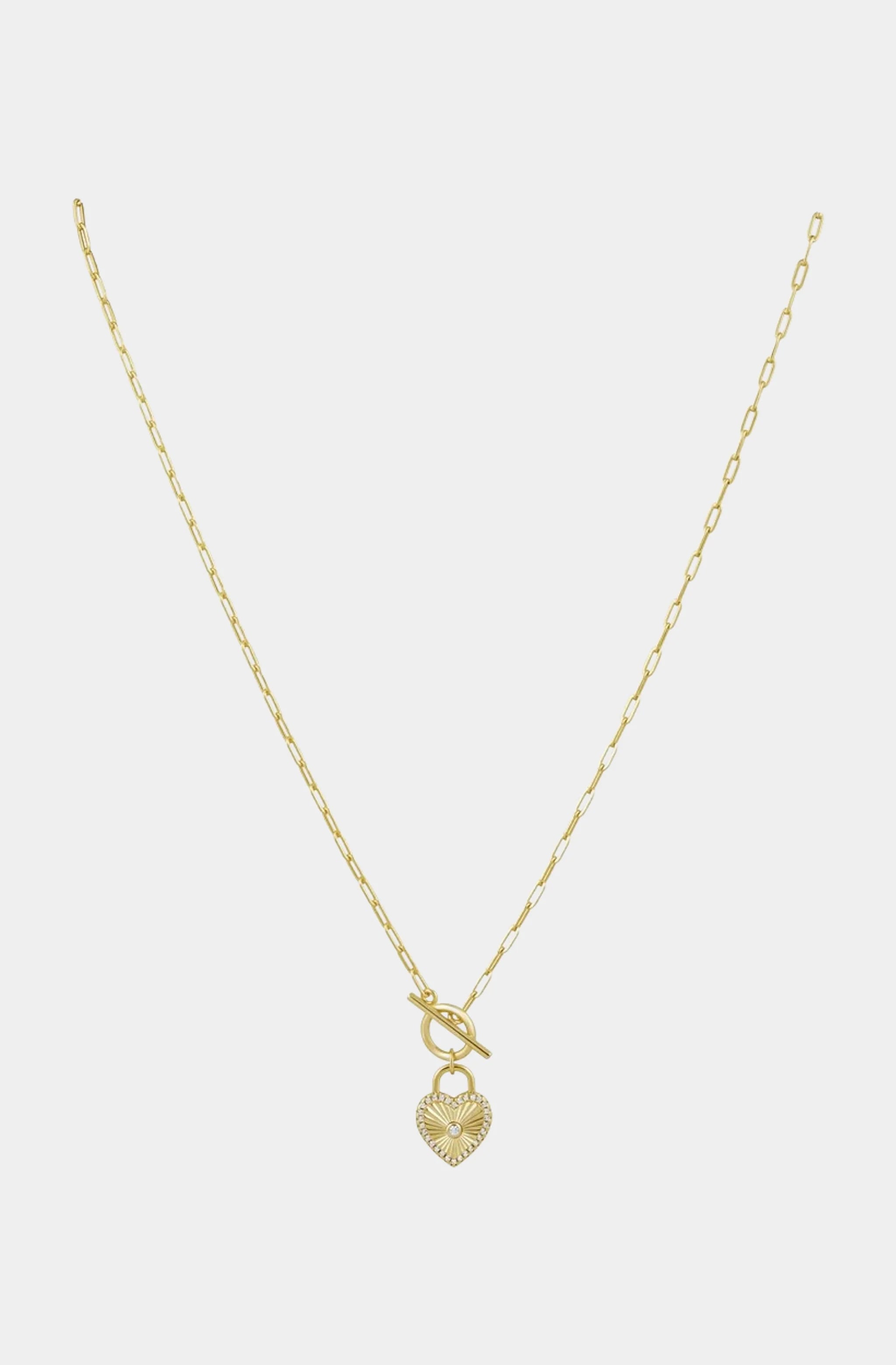 Heart Locked Toggle Necklace 17"