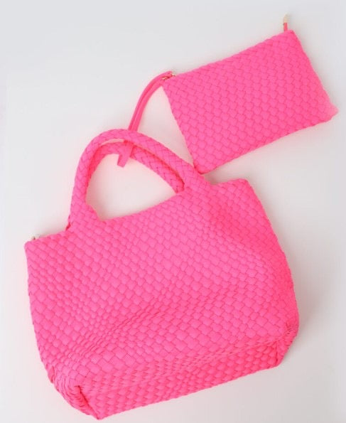 Lily Woven Neoprene Tote with Pouch