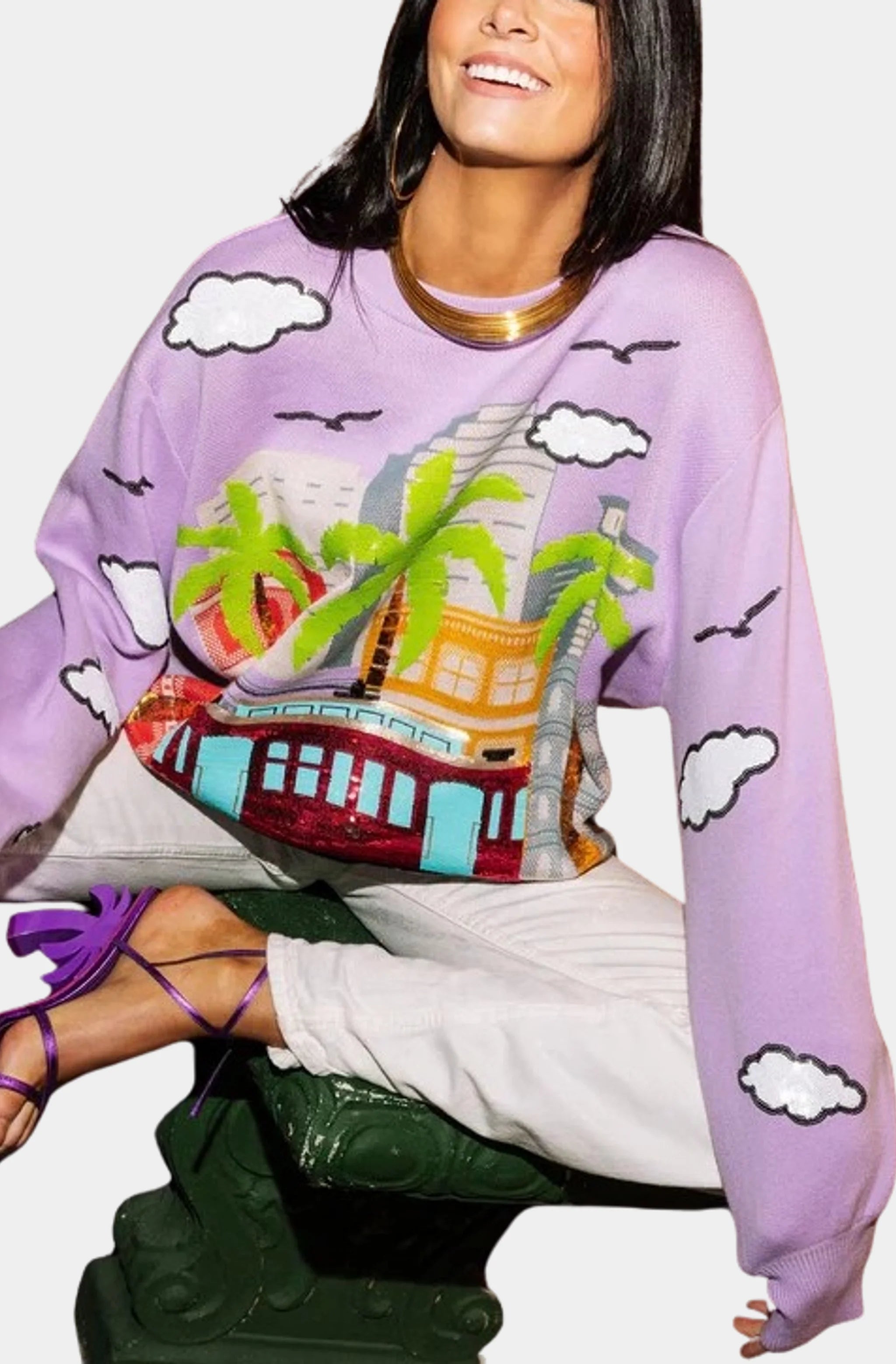 Lavender Canal Street With Streetcar Sweater