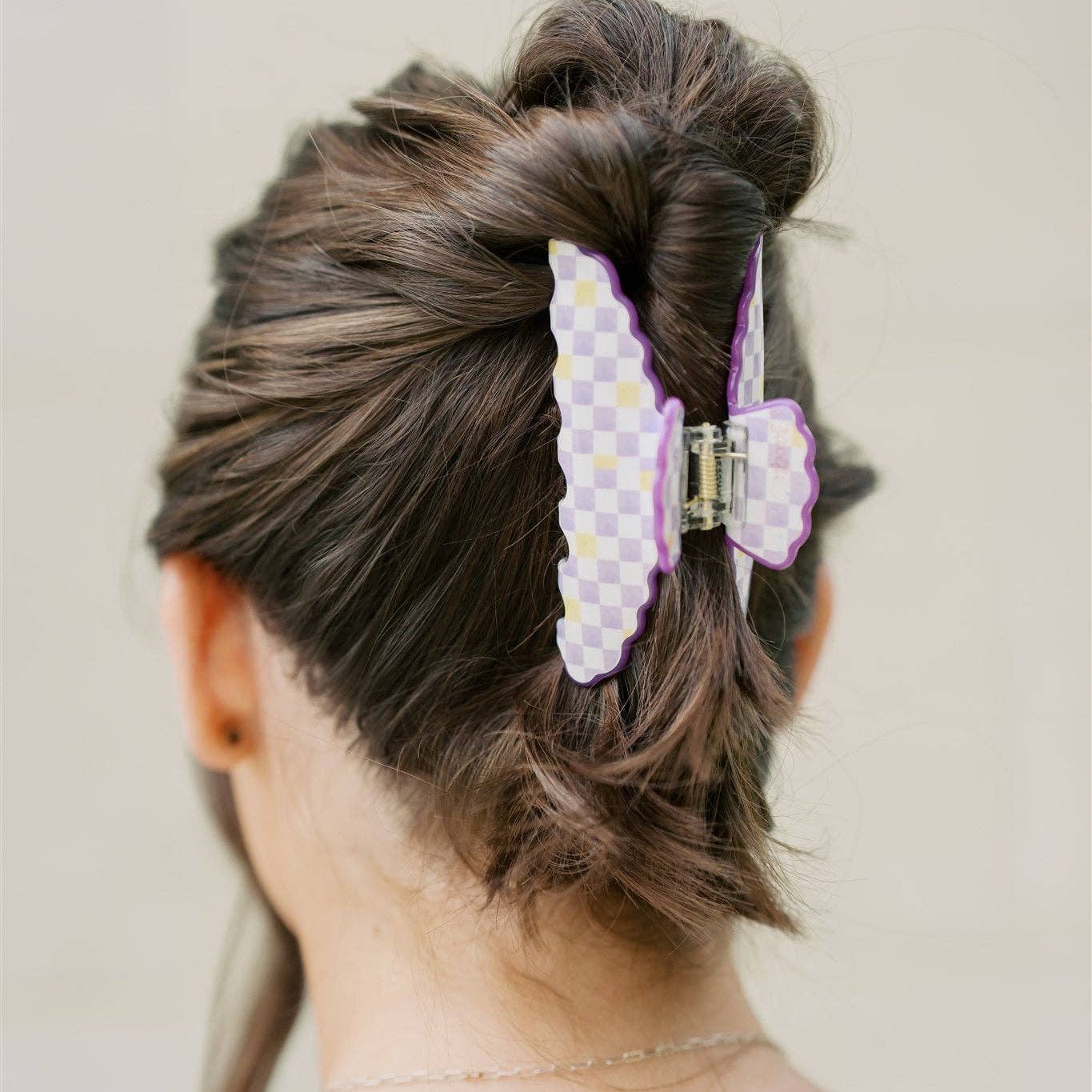 Purple and Yellow Scalloped Claw Clip