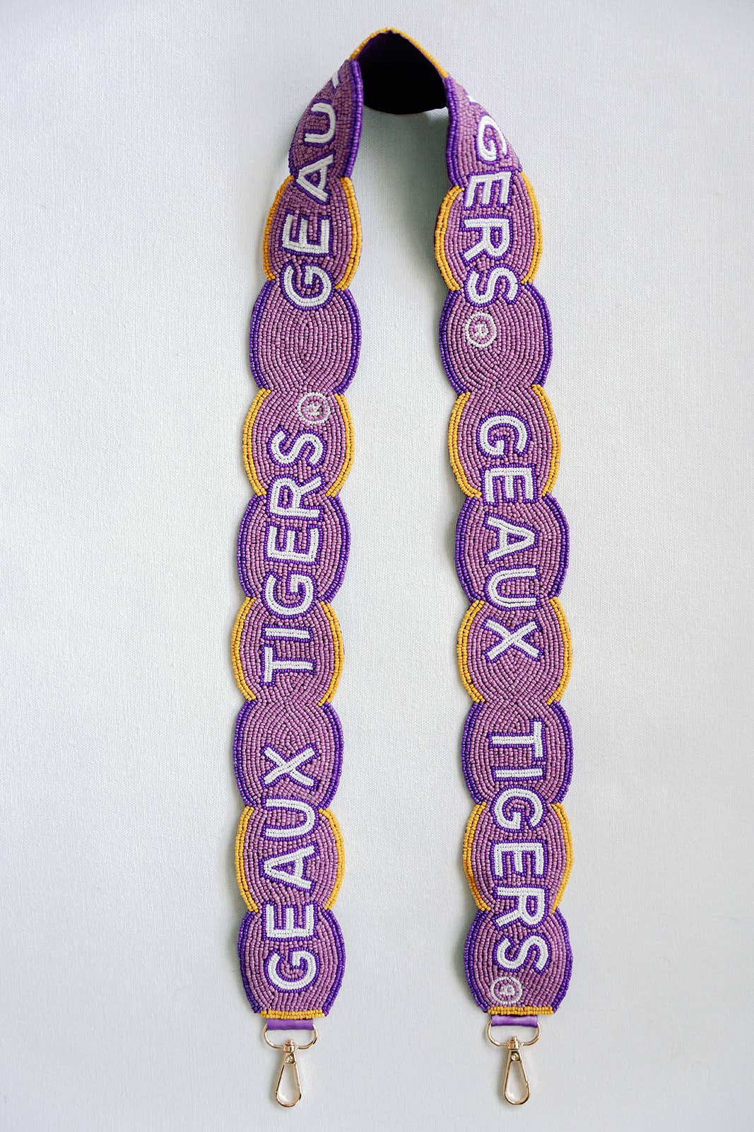 LSU Fully Beaded Scalloped Purse Strap