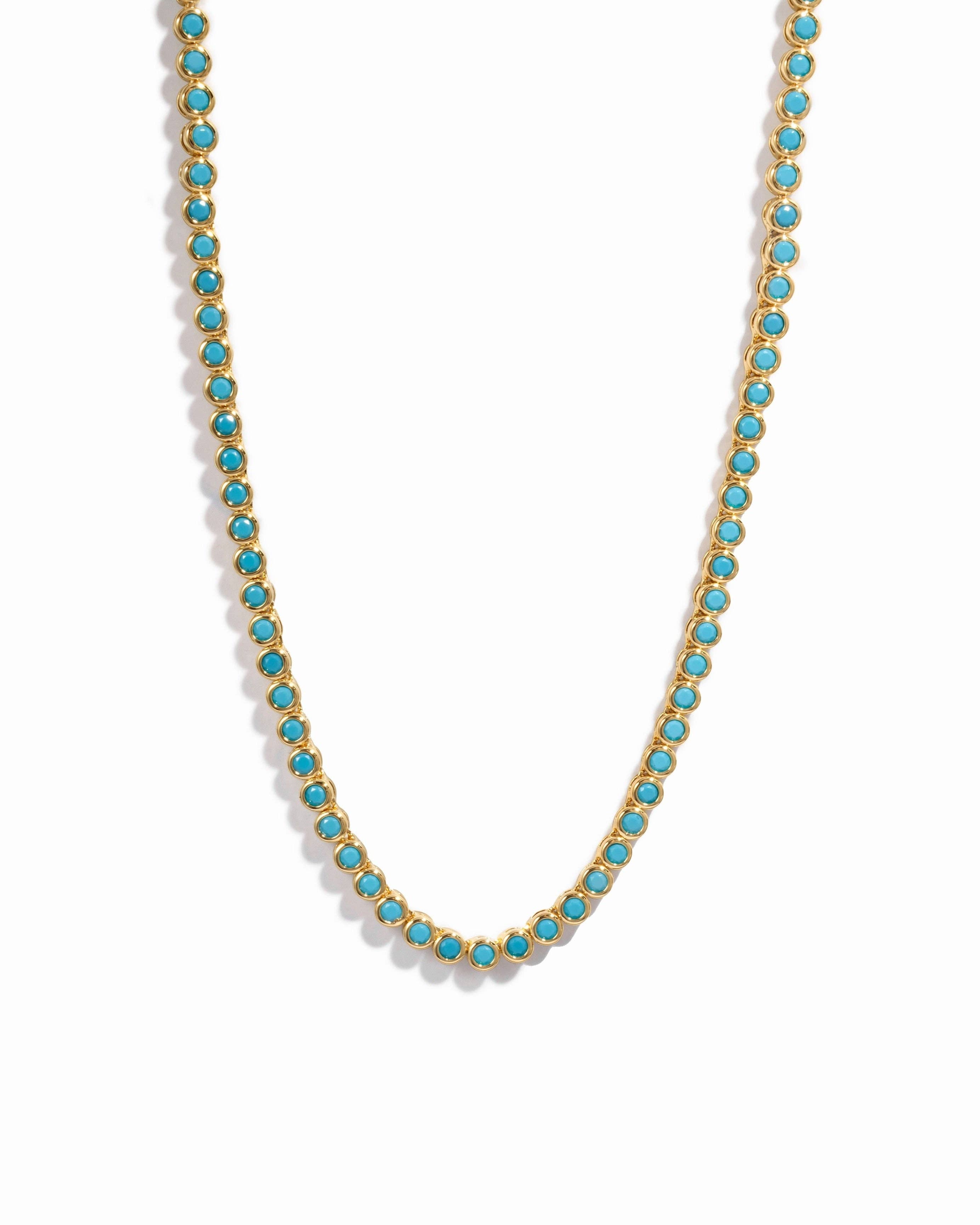 Round Turquoise Tennis Necklace