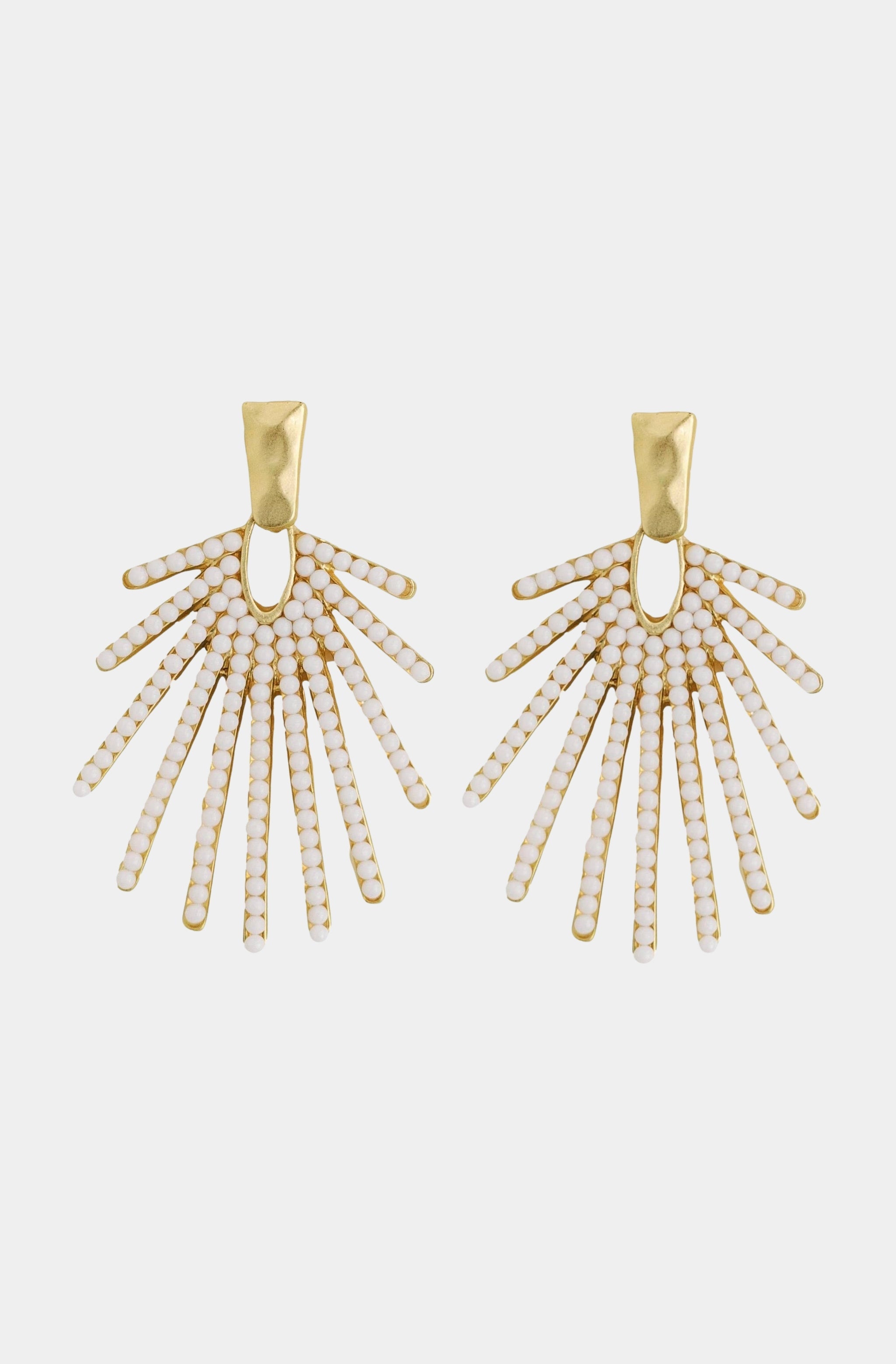 White Sunburst Statement Drop Earrings