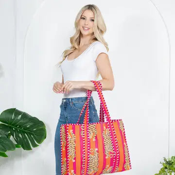 Reversible Quilted Cotton Tote Bag