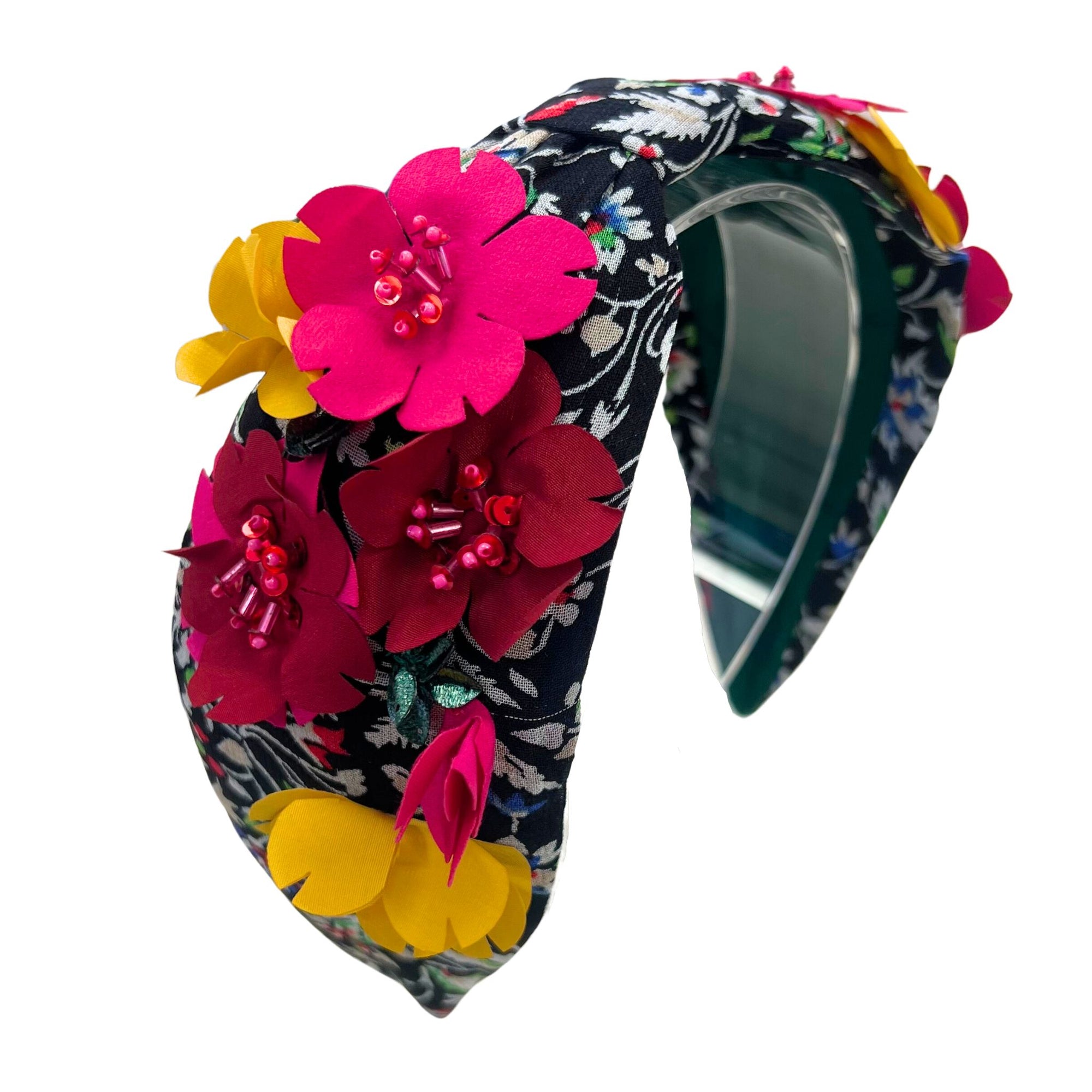 Black Floral Embroidered Headband
