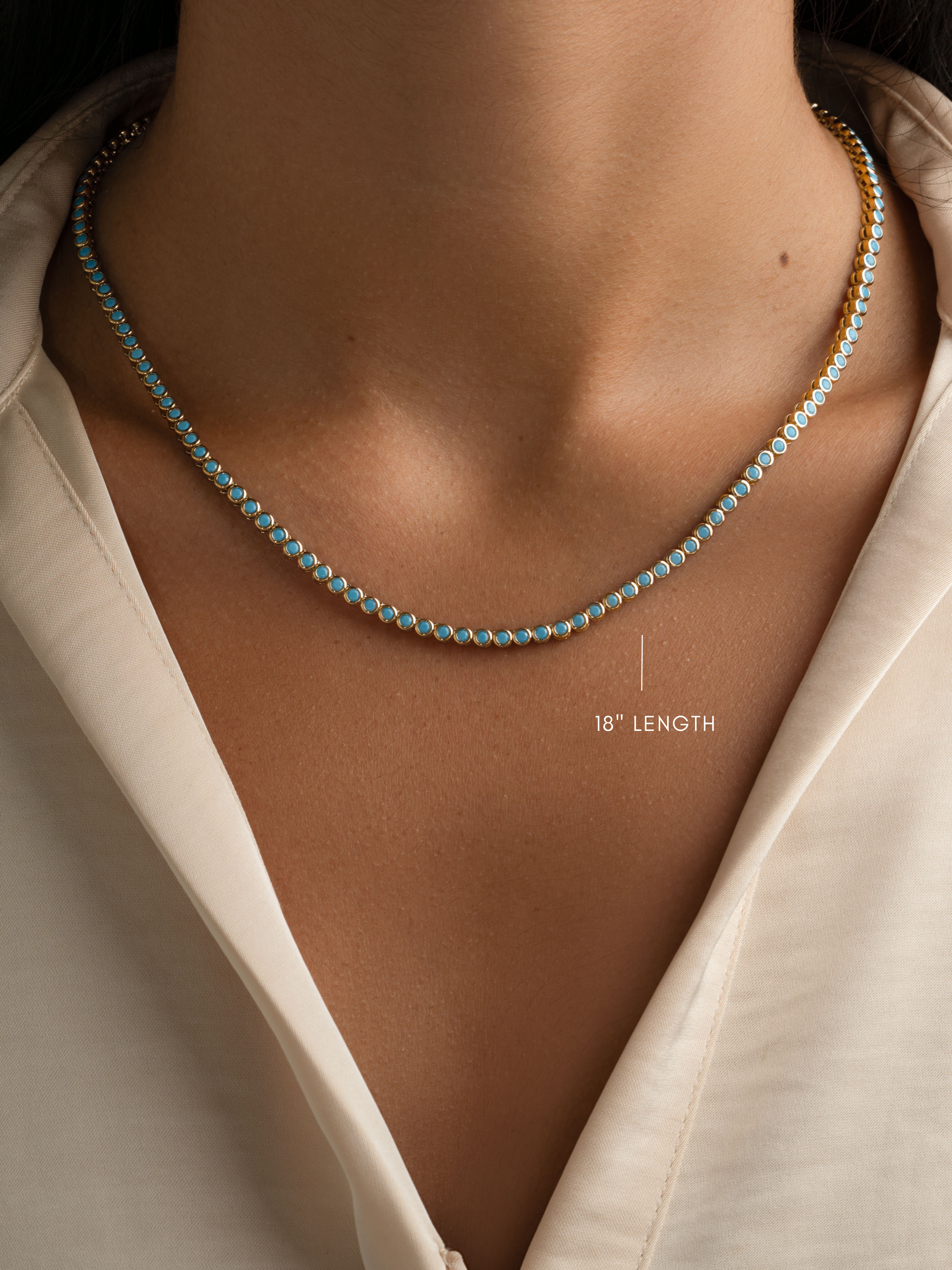 Round Turquoise Tennis Necklace