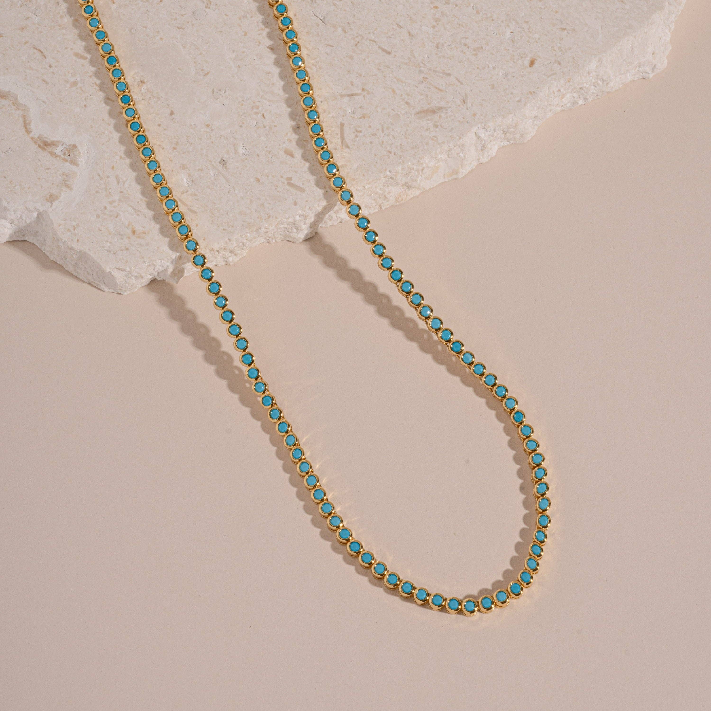 Round Turquoise Tennis Necklace