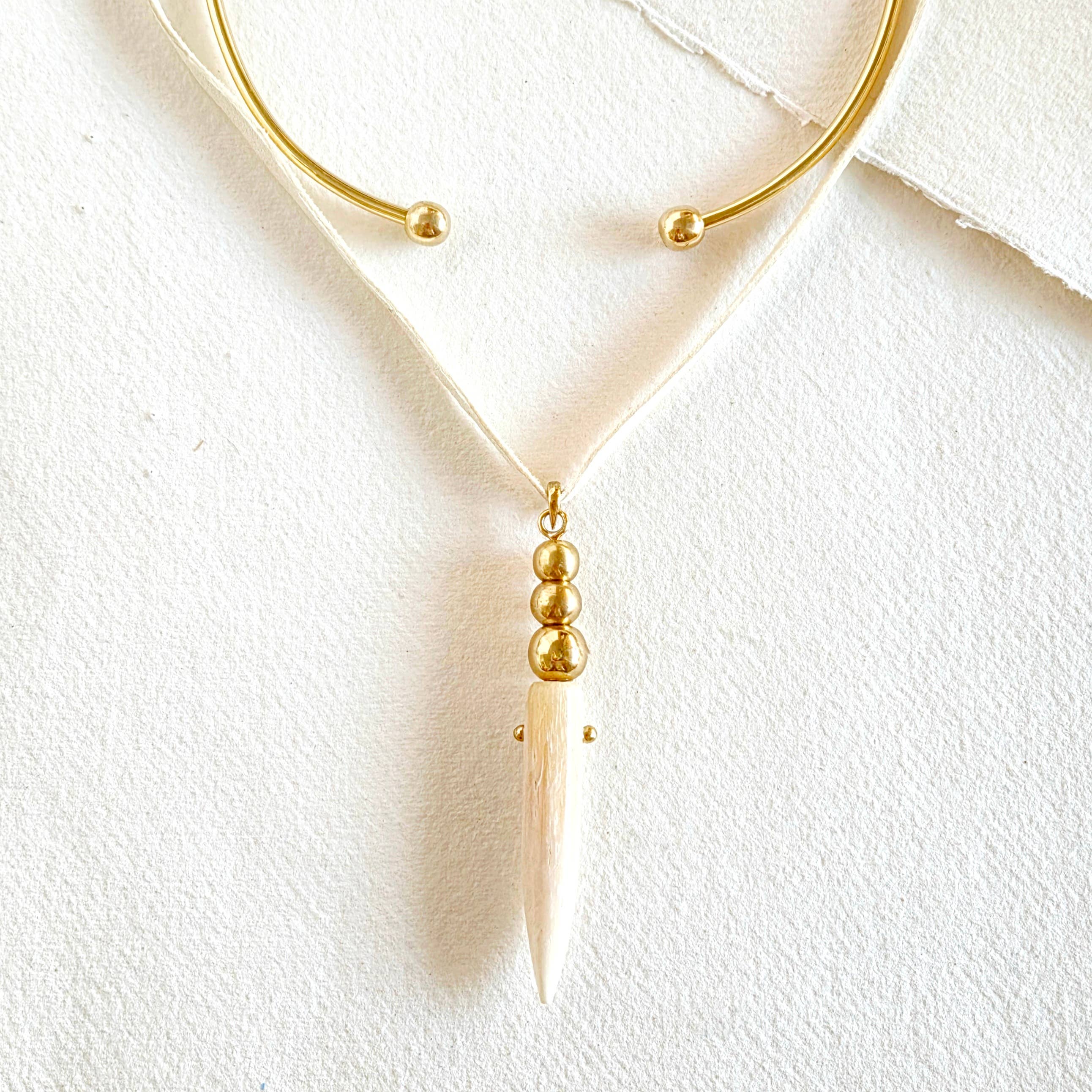 Bone Pendant Choker + Leather Set