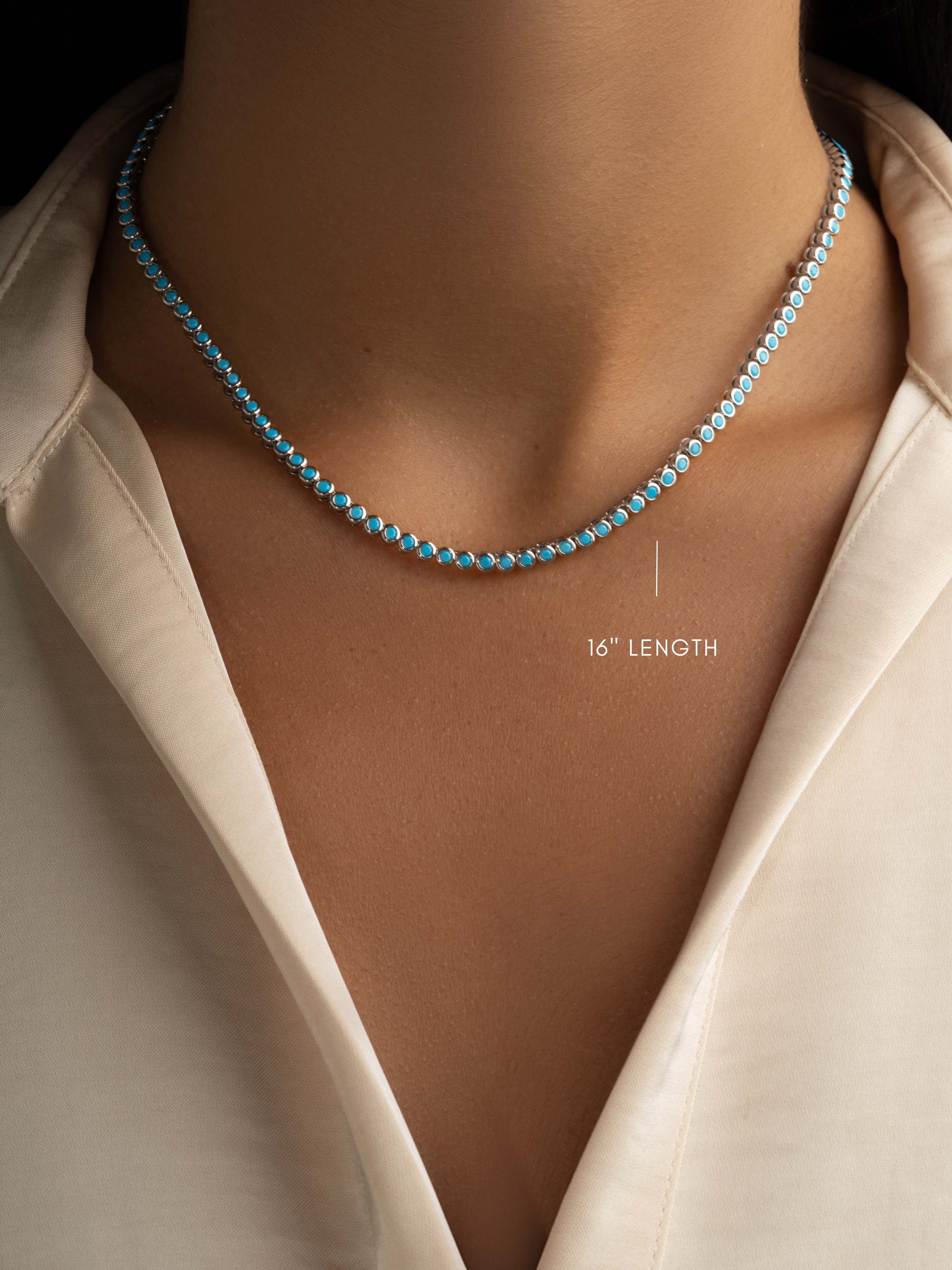 Round Turquoise Tennis Necklace