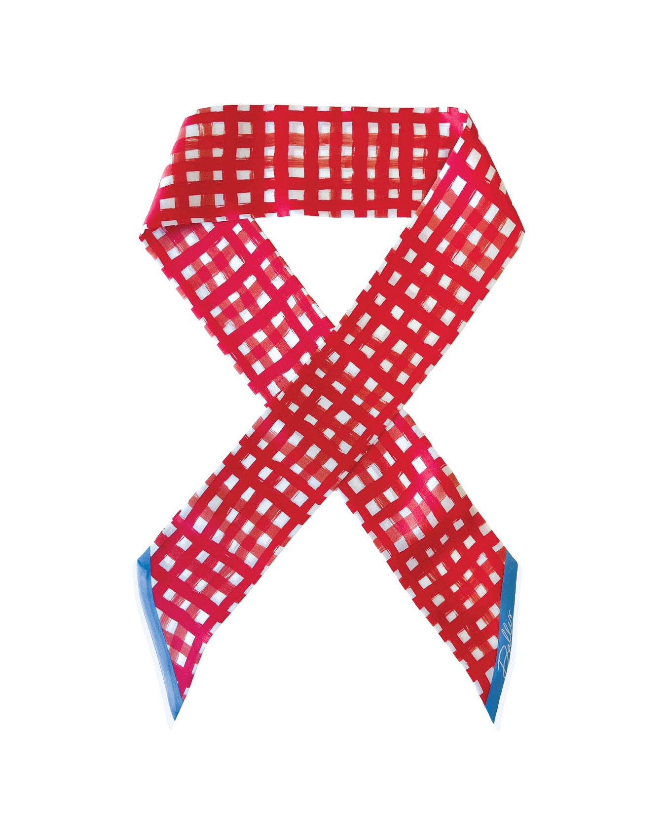 Tailgate Check Twilly in Red &amp; Powder Blue