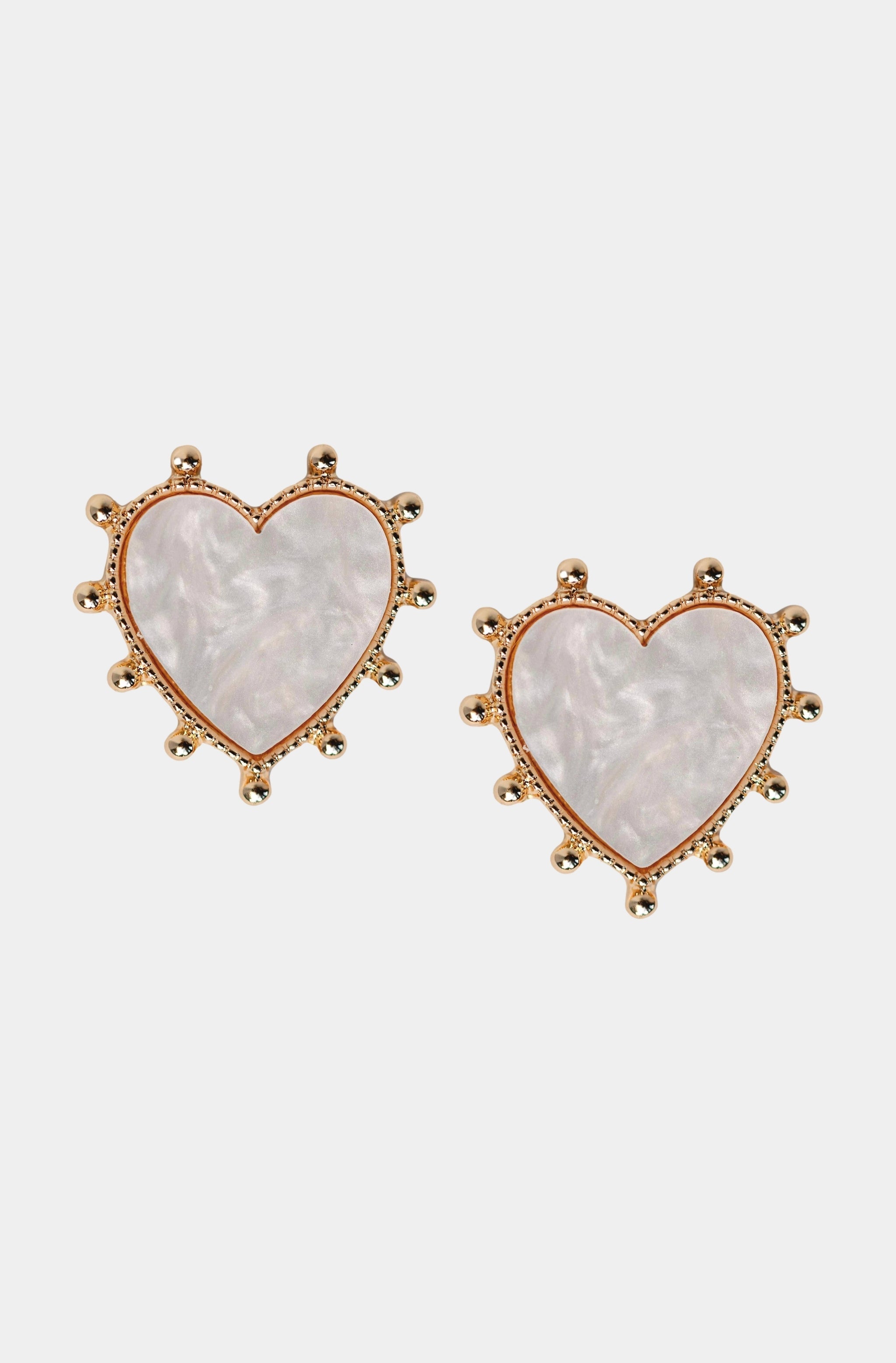 Gold Studded Pink Tortoise Heart Earrings