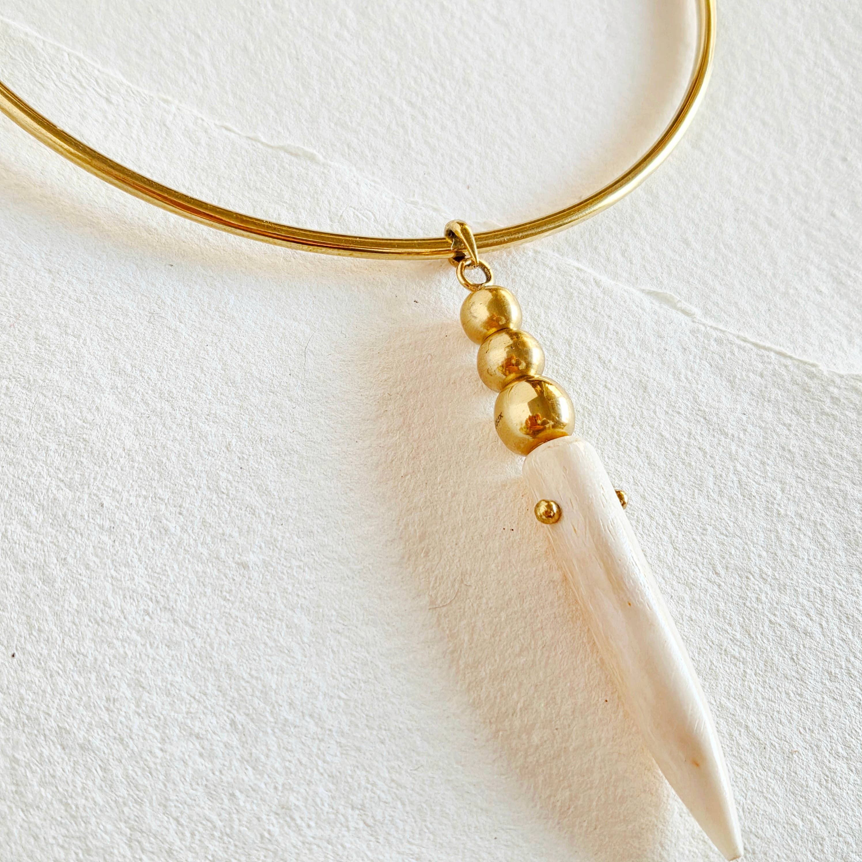 Bone Pendant Choker + Leather Set