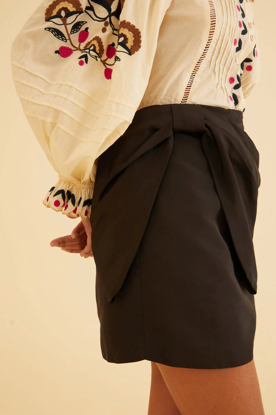 Black Tafeta Mini Skirt