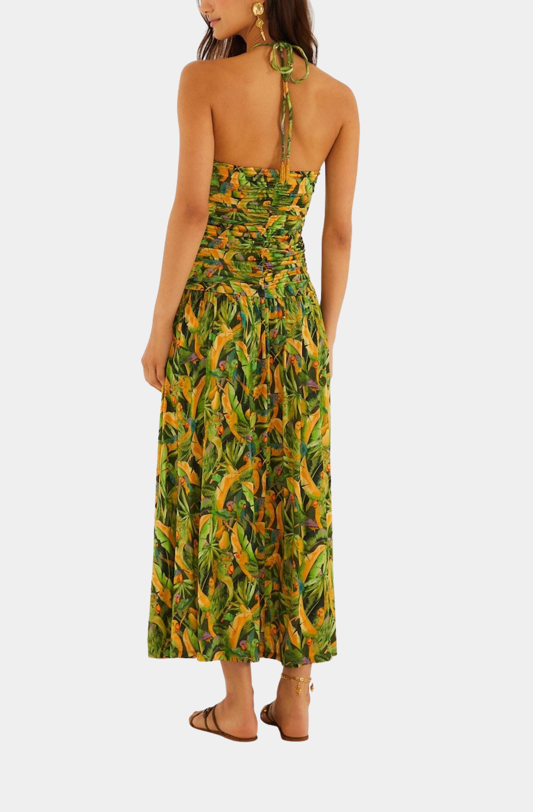Parrots Forest Green Sleeveless Maxi Dress Hemline Monroe Parrots Forest Green Sleeveless Maxi Dress Hemline Monroe