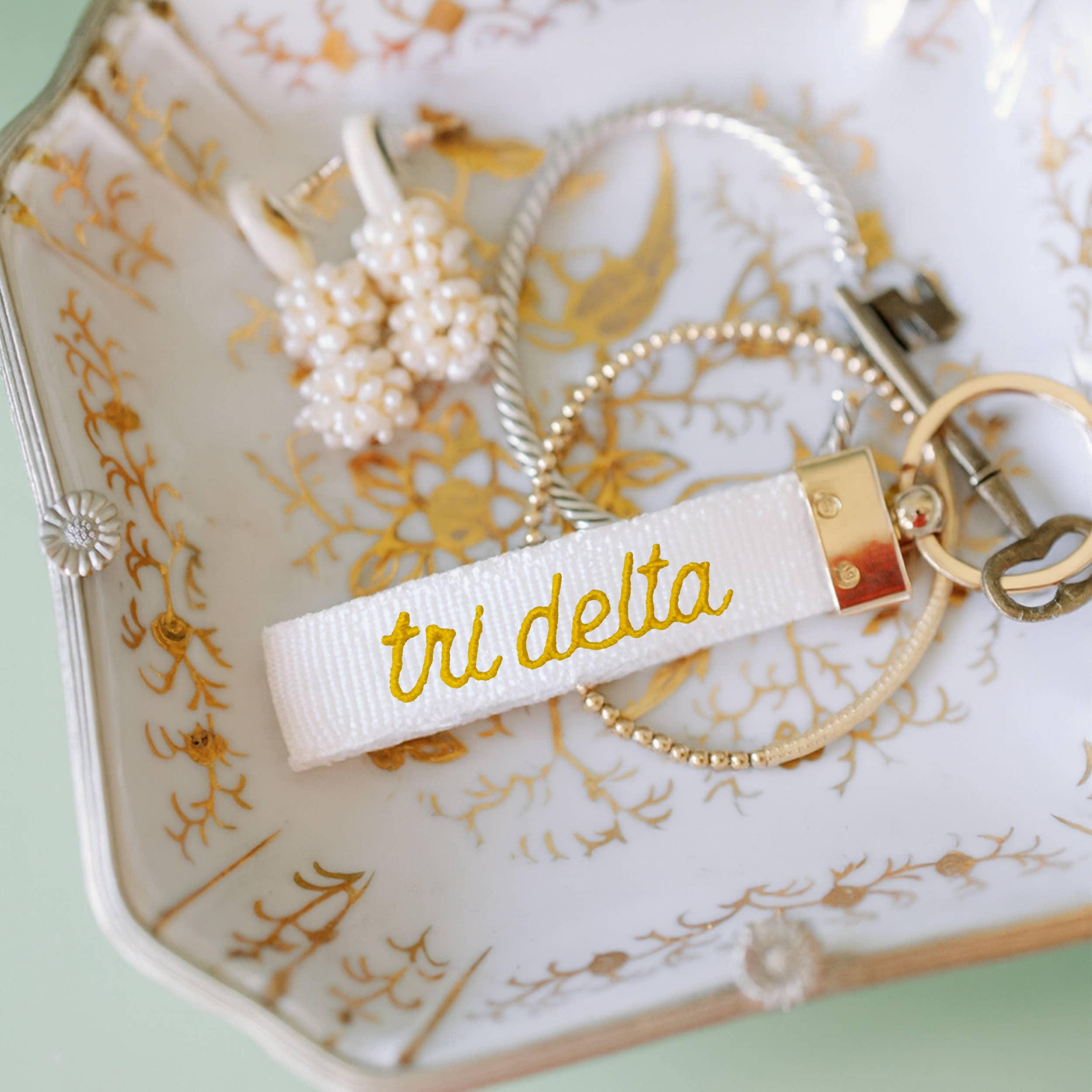 Delta Delta Delta Embroidered Keychain, Sorority