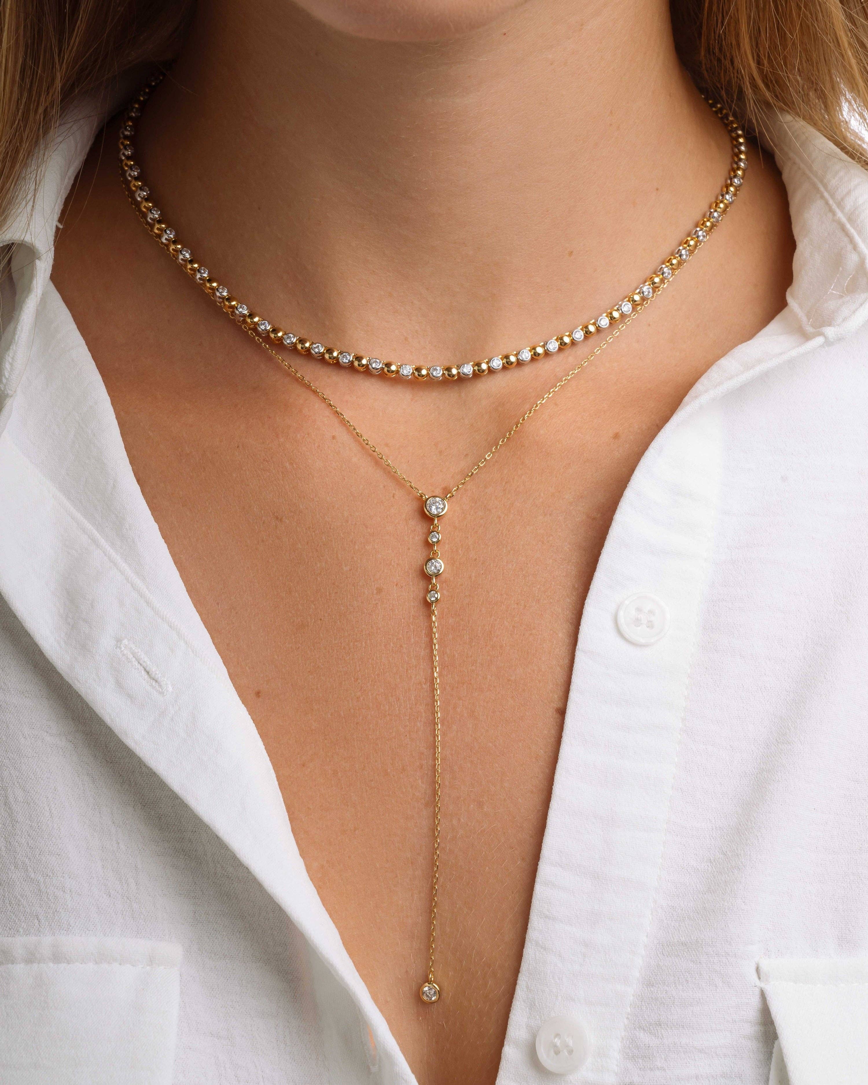 Mixed Metal Tennis Necklace
