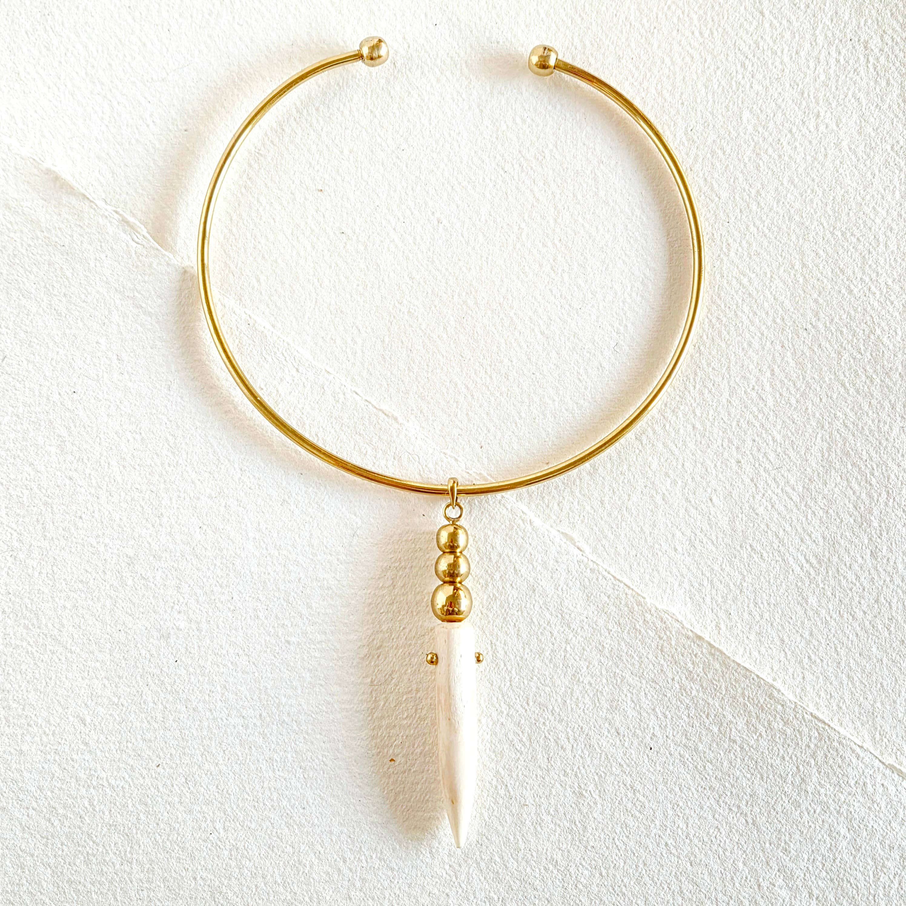 Bone Pendant Choker + Leather Set