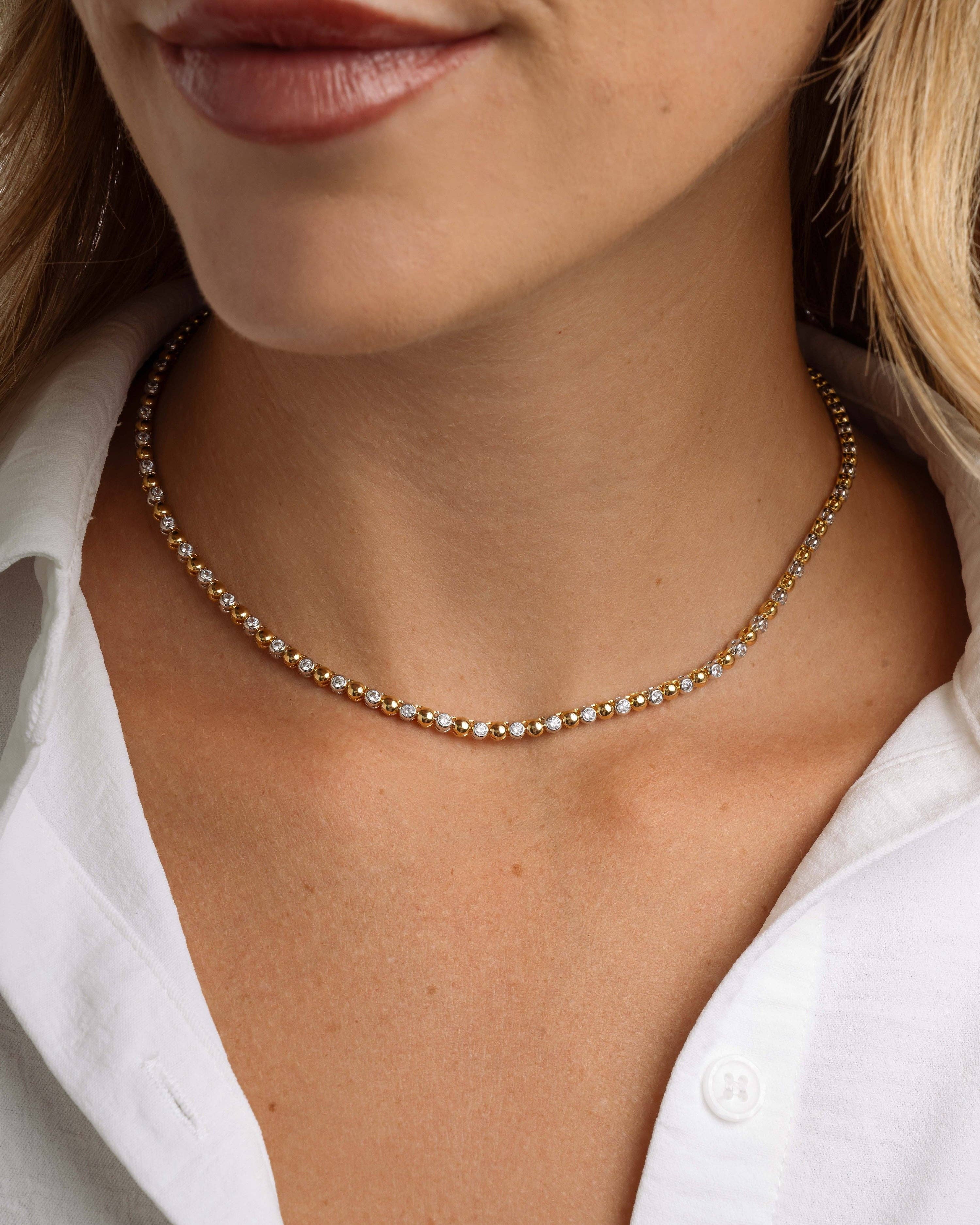Mixed Metal Tennis Necklace