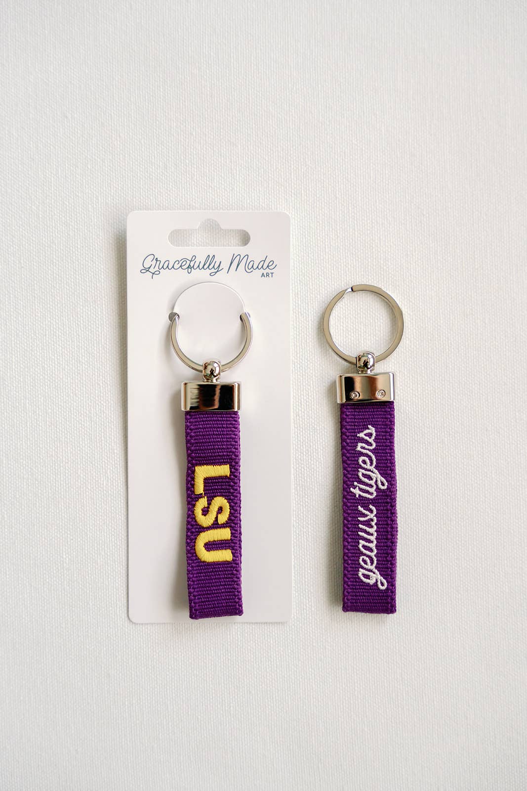 LSU - Geaux Tigers Embroidered Keychain