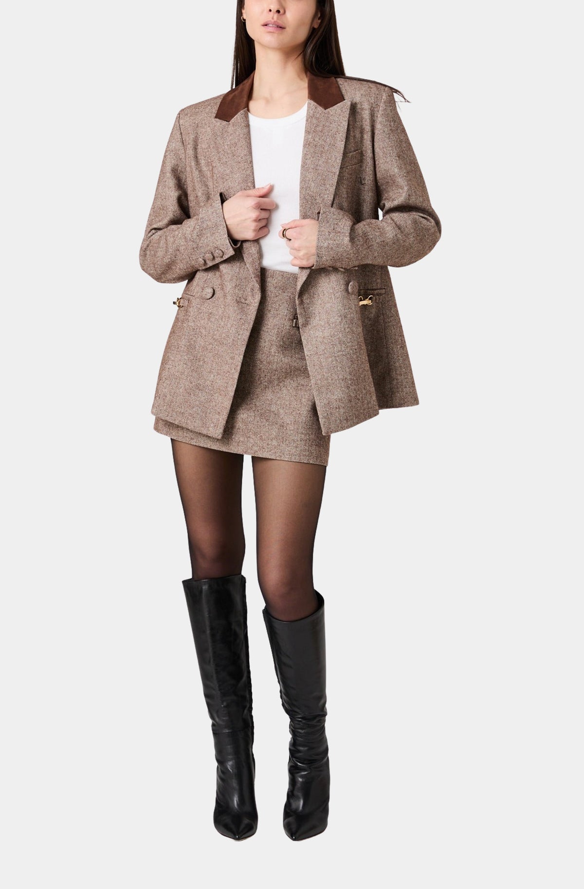 Naya Herringbone Mini Skirt