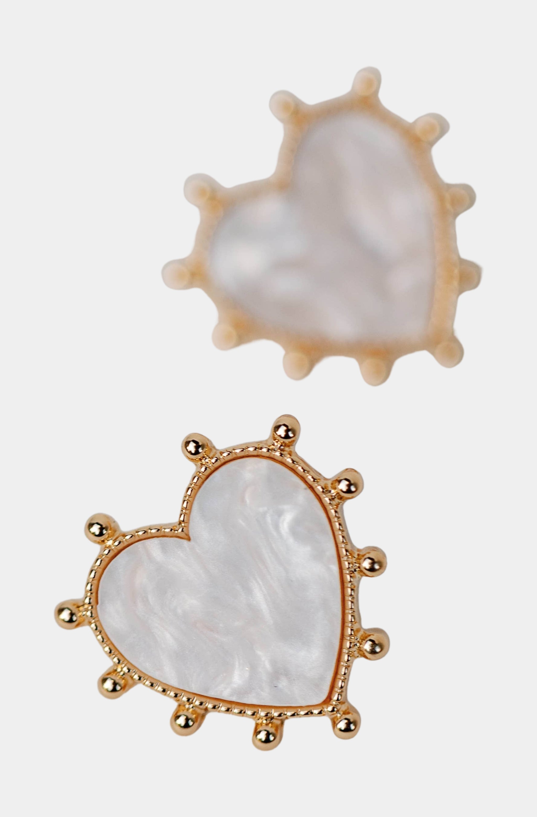 Gold Studded Pink Tortoise Heart Earrings