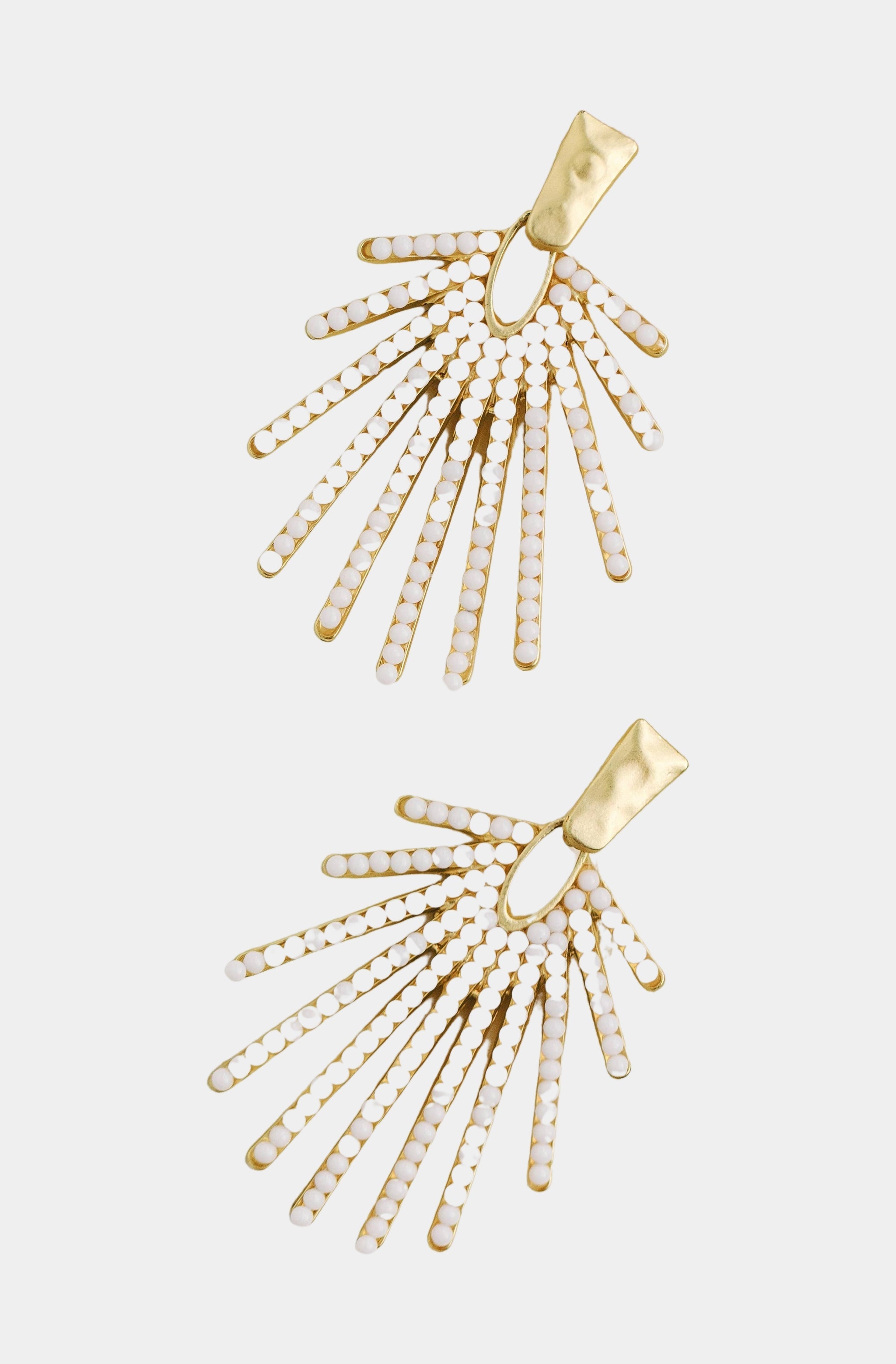 White Sunburst Statement Drop Earrings