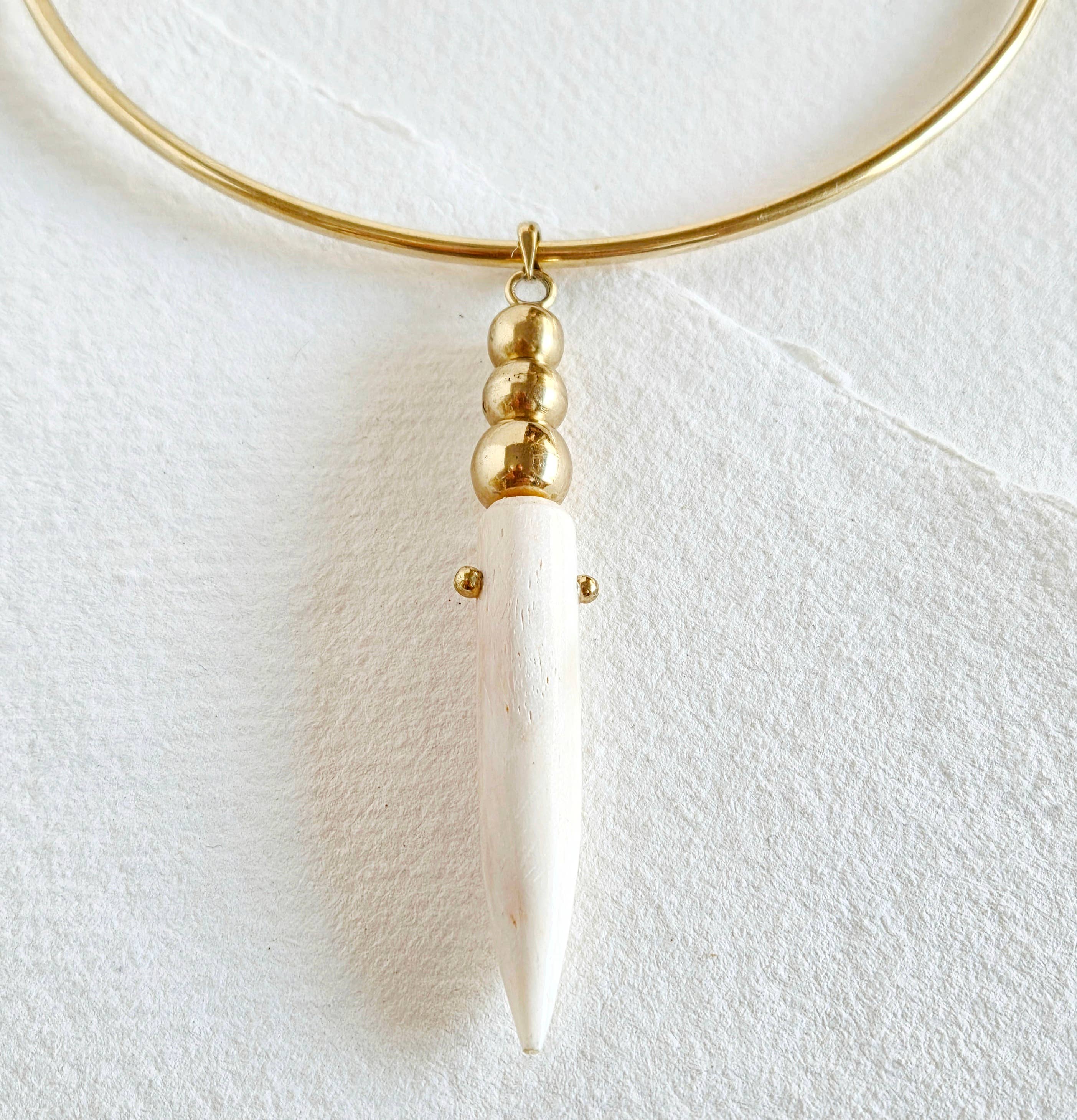 Bone Pendant Choker + Leather Set