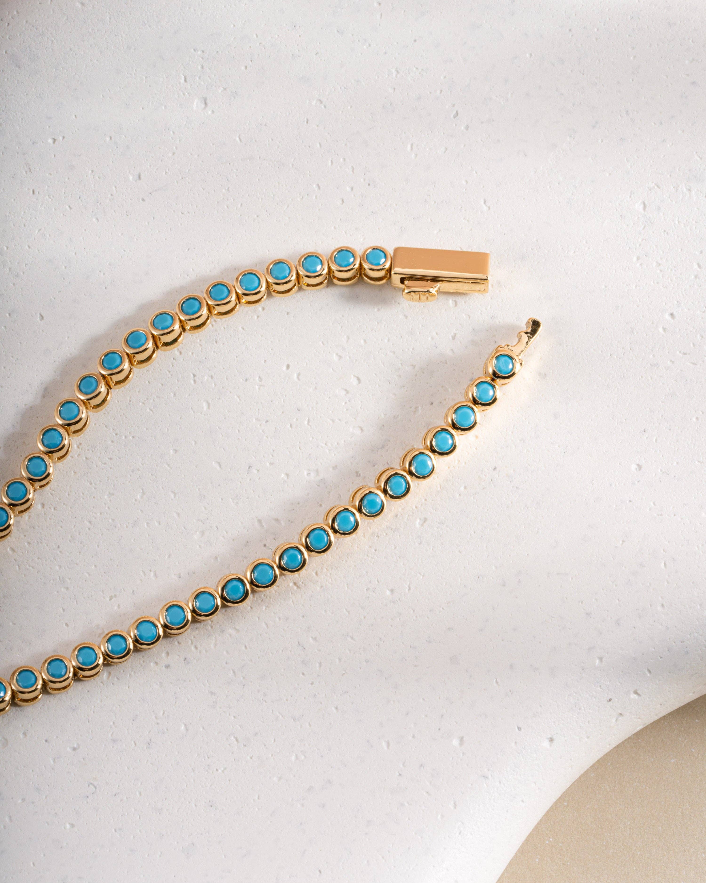 Round Turquoise Tennis Necklace