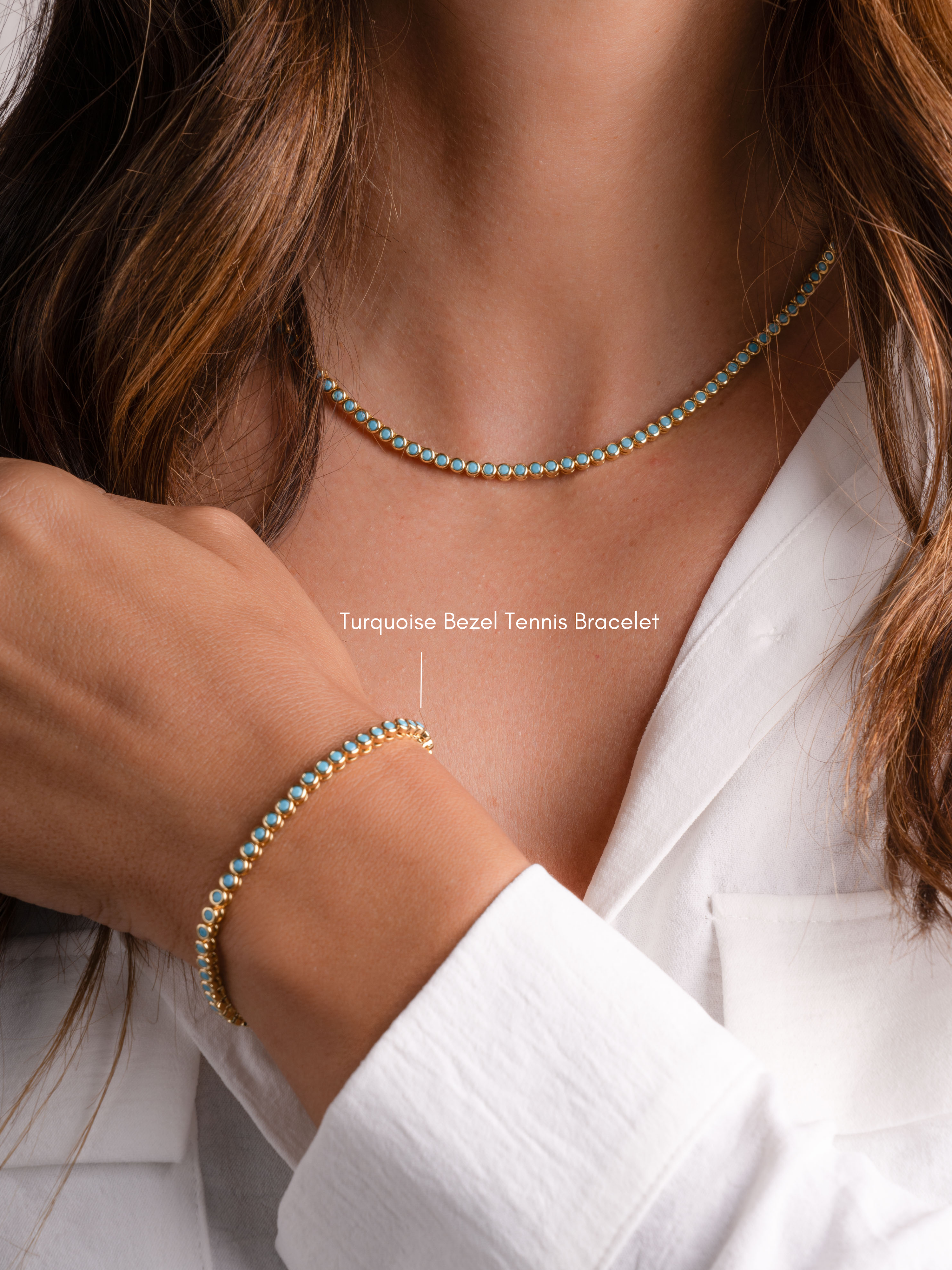 Round Turquoise Tennis Necklace