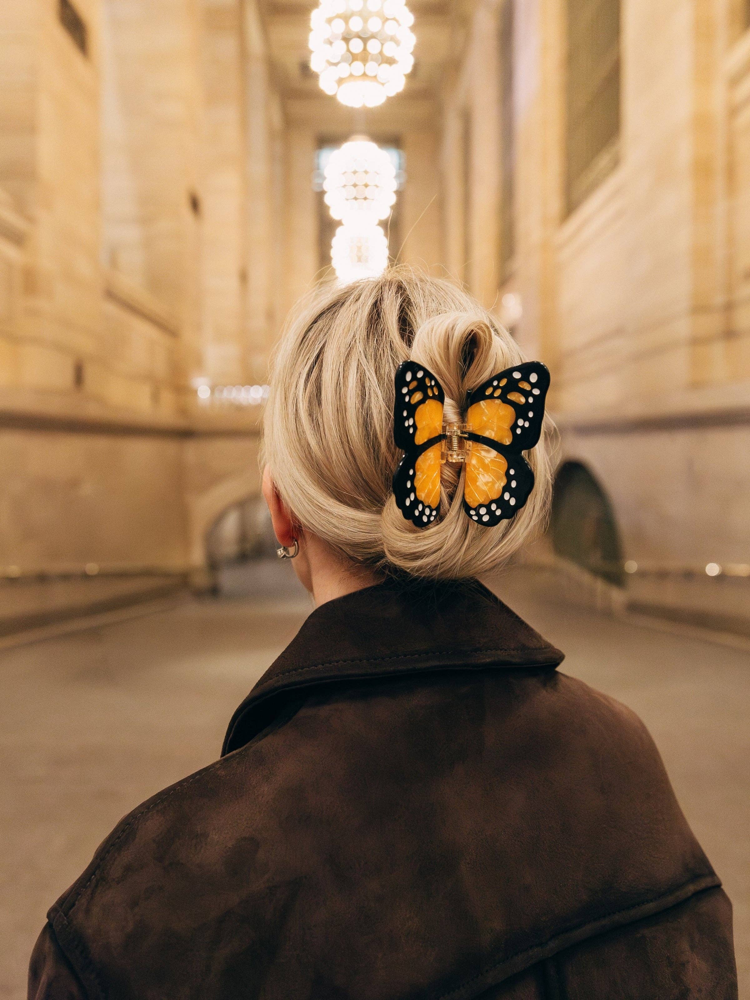 Hand-painted Monarch Butterfly Claw Hair Clip | Eco-Friendly
