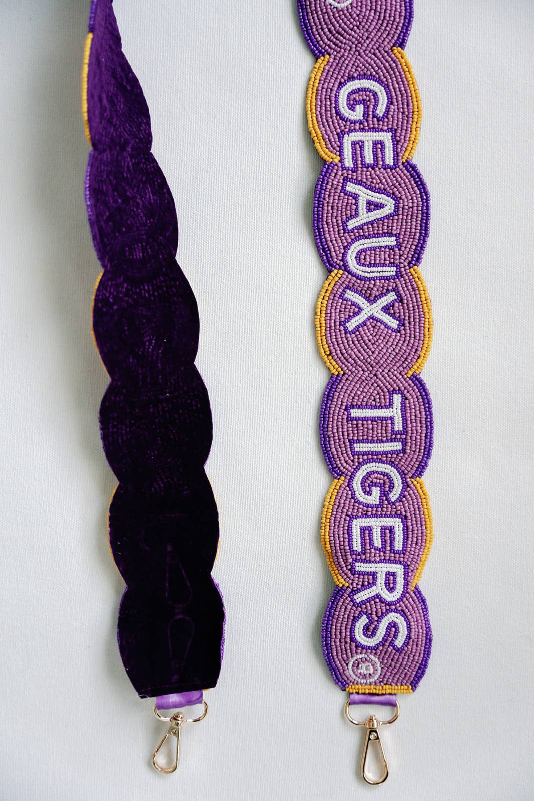 LSU Fully Beaded Scalloped Purse Strap