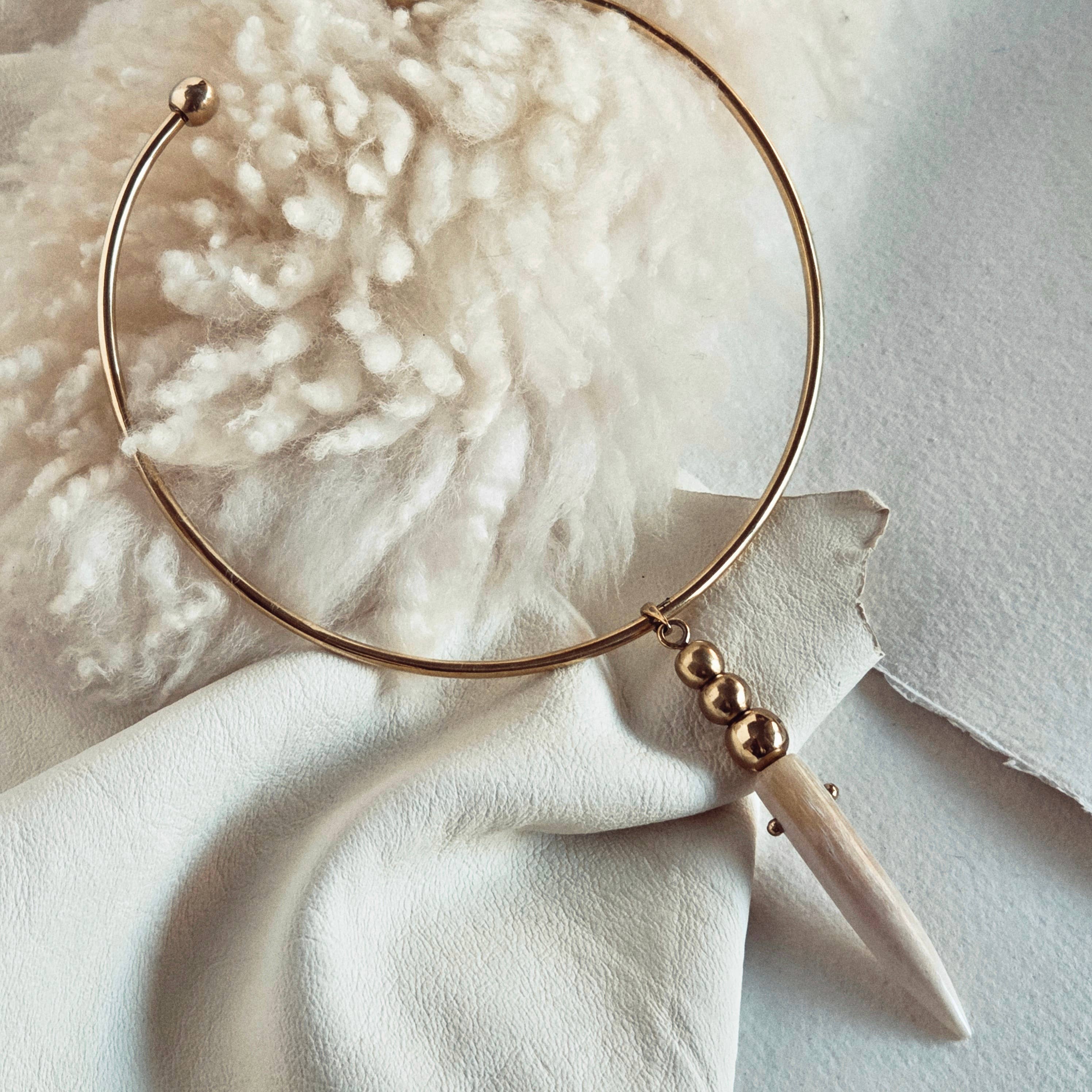 Bone Pendant Choker + Leather Set