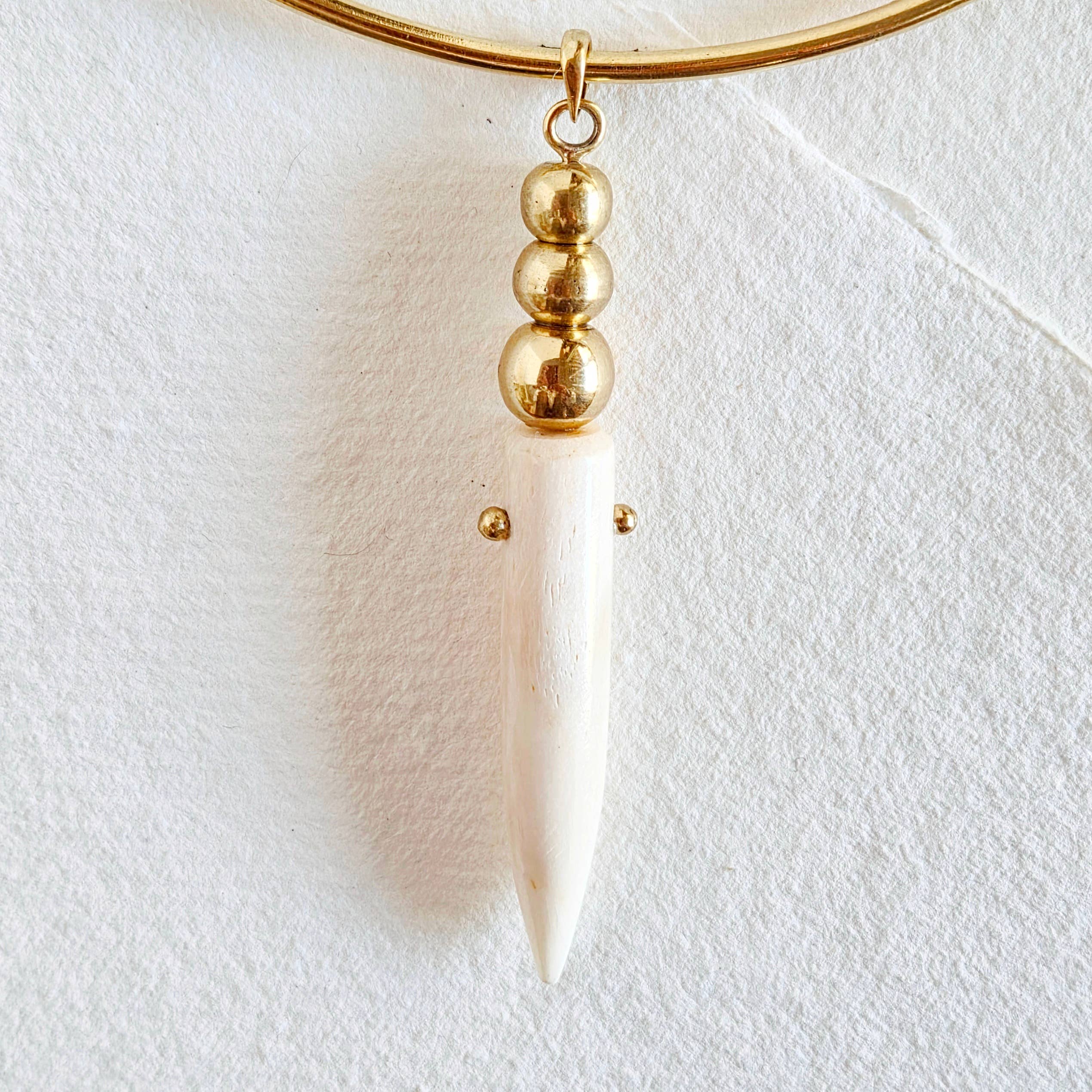 Bone Pendant Choker + Leather Set