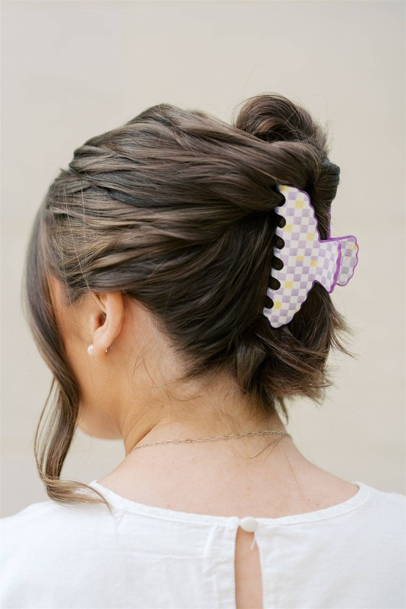 Purple and Yellow Scalloped Claw Clip