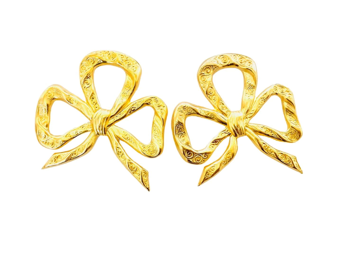 Oversized Etched Bow Earrings
