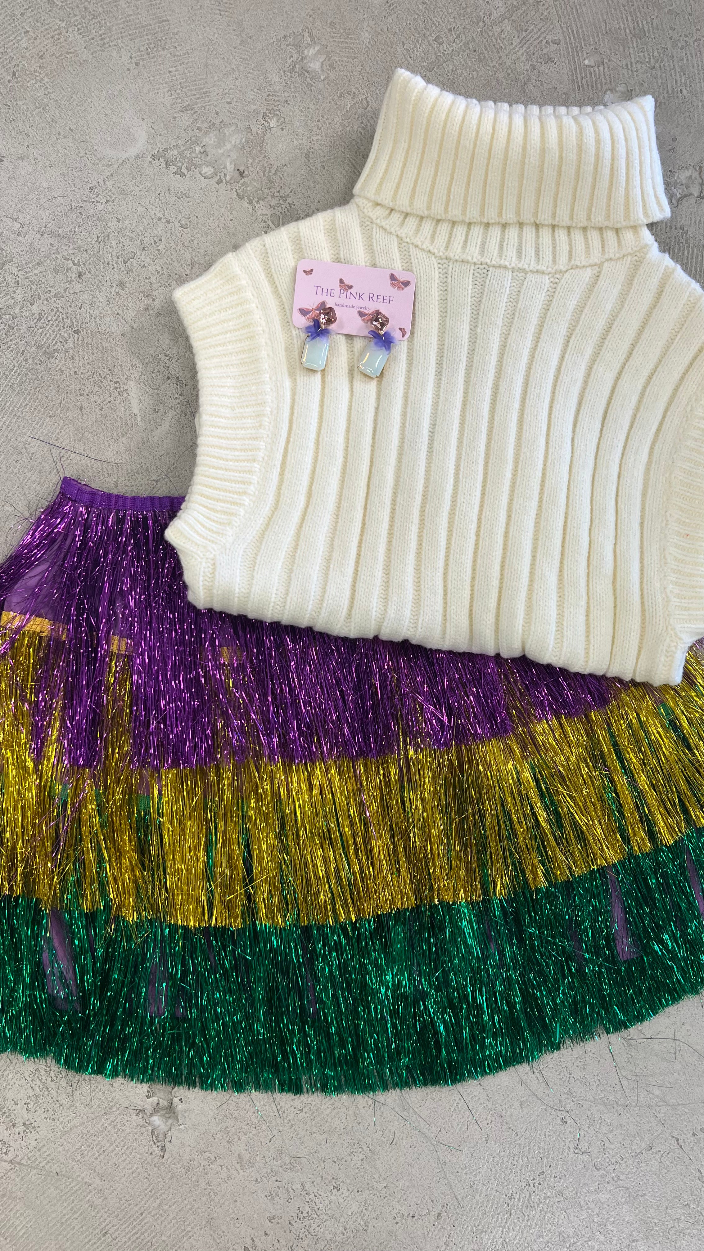 Mardi Gras Tiered Tinsel Fringe Skirt