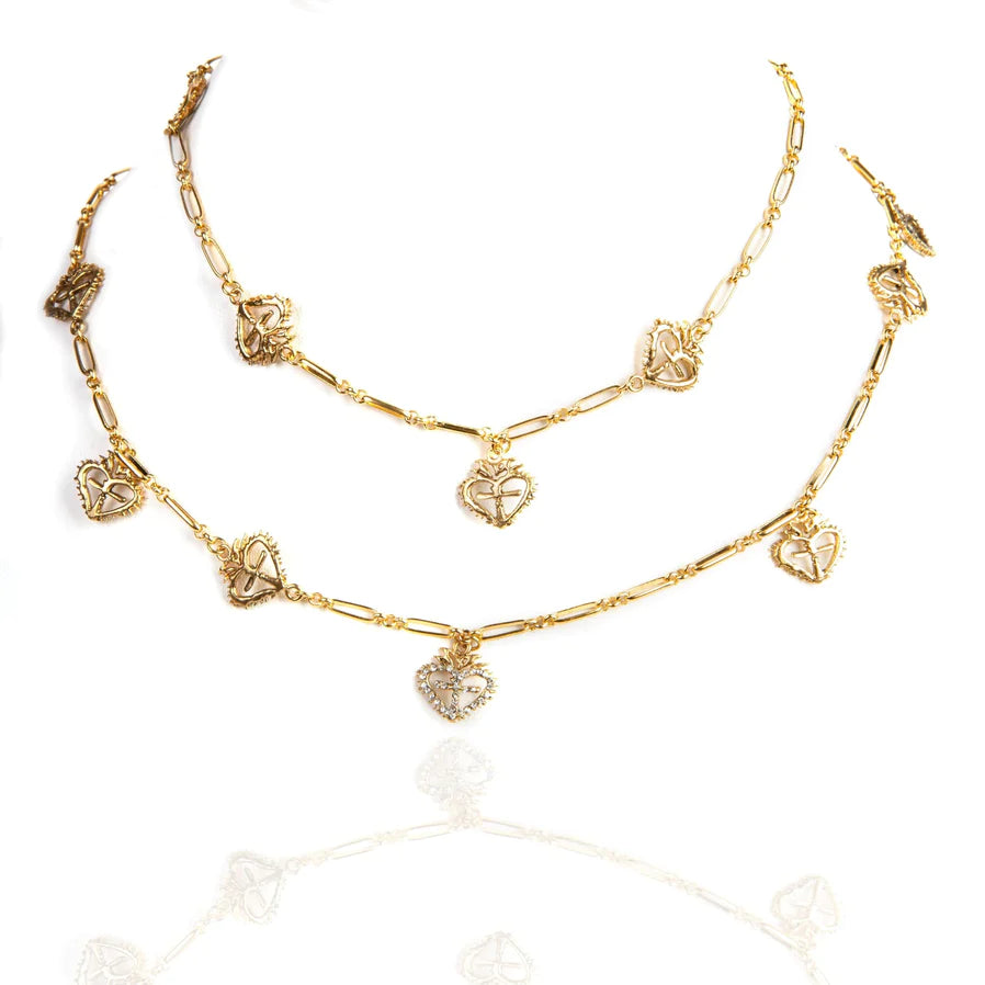Chain of Hearts Wrap Necklace