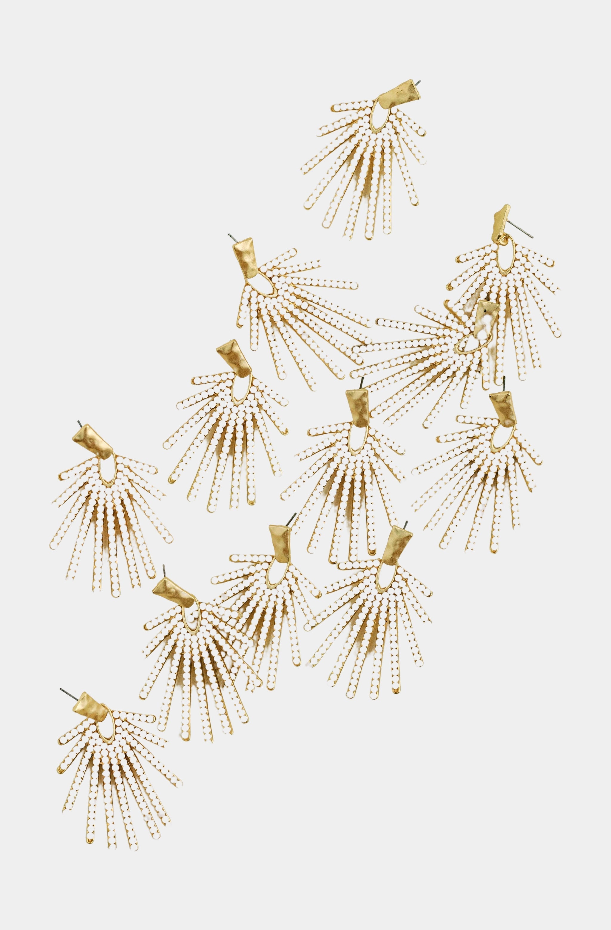 White Sunburst Statement Drop Earrings