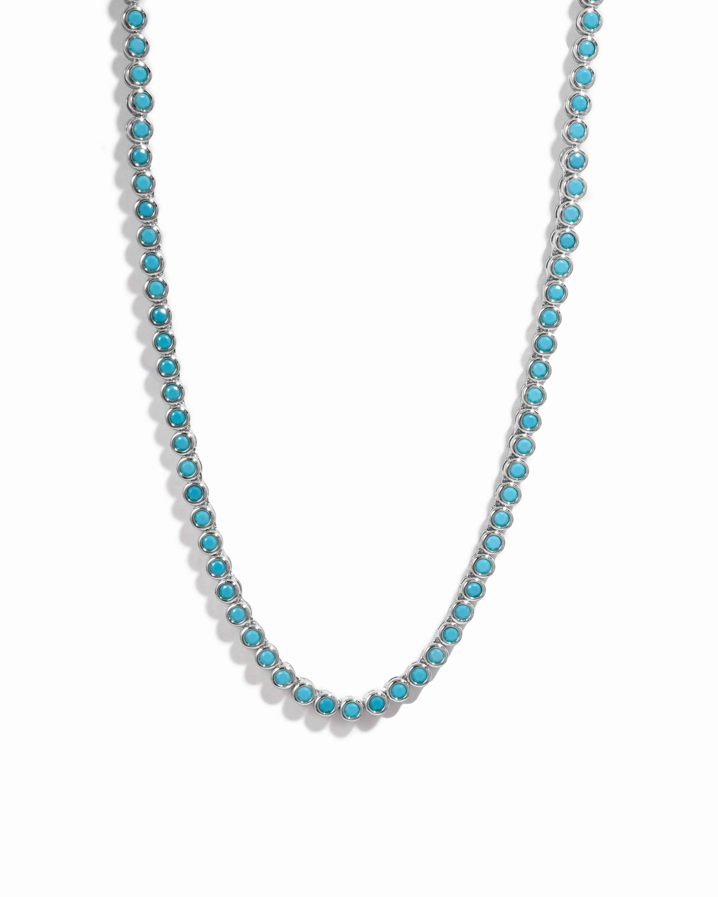 Round Turquoise Tennis Necklace
