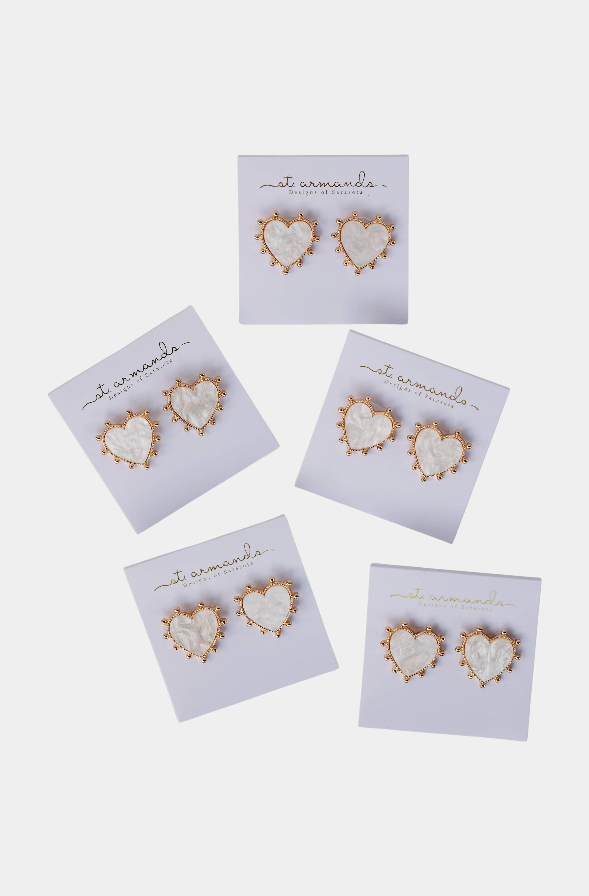 Gold Studded Pink Tortoise Heart Earrings