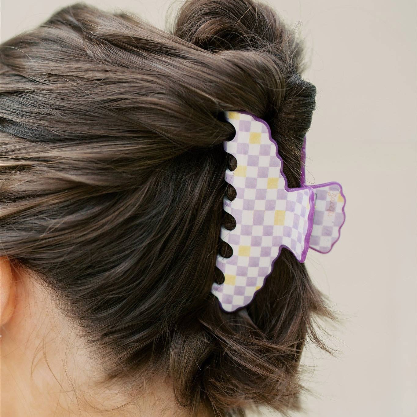 Purple and Yellow Scalloped Claw Clip